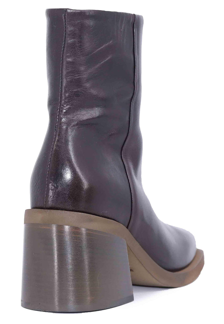 Stivaletti donna in pelle lucida marrone con punta quadra P9183 8 Laura Bellariva 