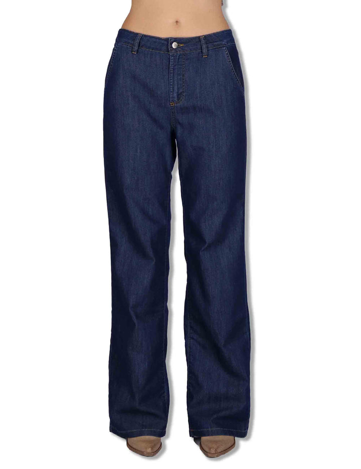 Pantaloni donna Chinos jeans in cotone blu con tasce alla francese JABPN0001-J1135-1255 Denim Justmine 
