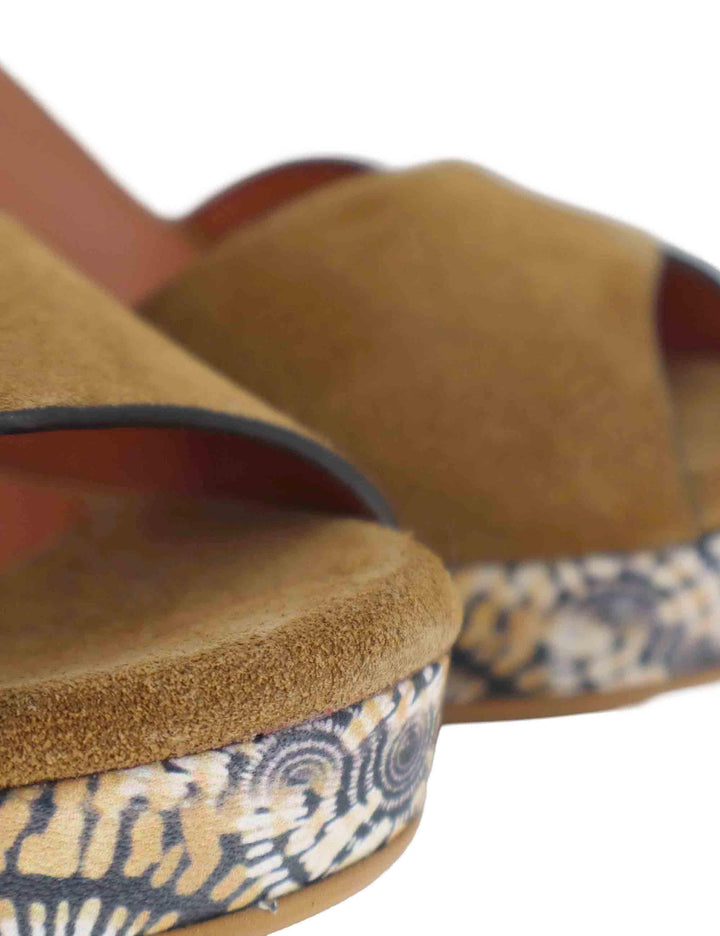 Sandali donna in camoscio taupe tacco alto e plateau con cinturino 6261K 032 Les Venues 