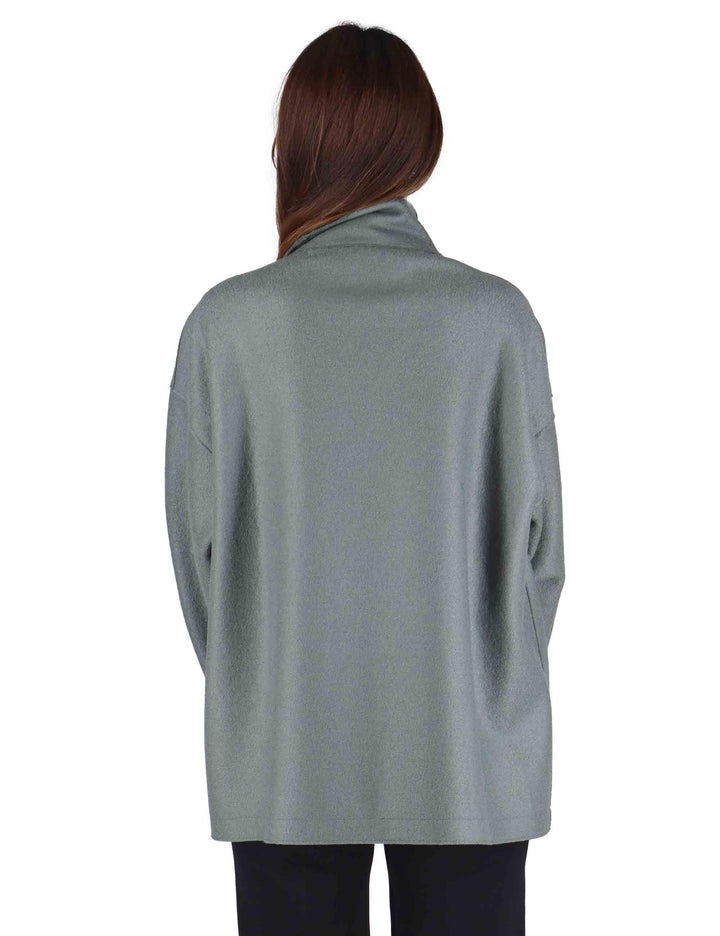 Giacconi donna Overbeck in lana grigia con bottone 51260053 E103 Ewooluzione 