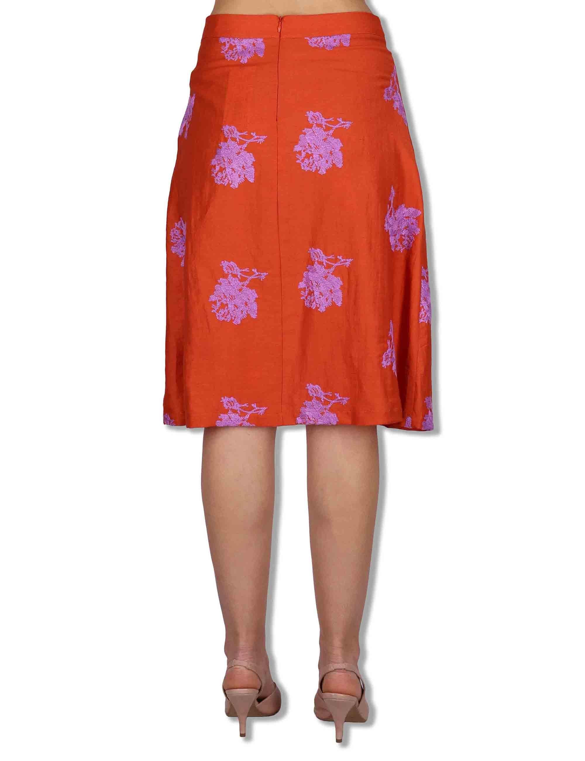 Gonne donna in misto lino rosso con decorazioni floreali JABGO0001-F1452-1232 2520 Justmine 