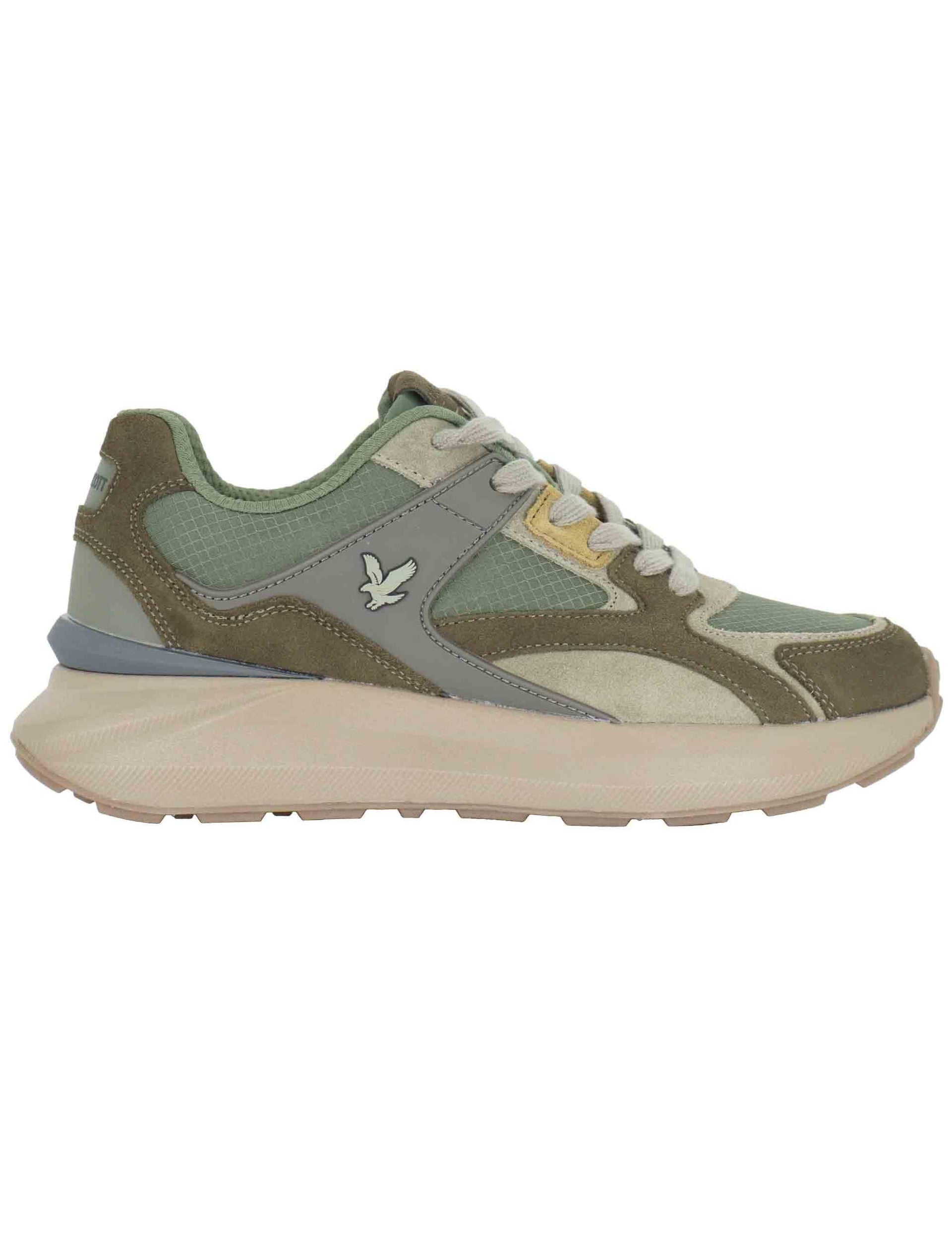 Sneakers uomo in pelle verde con riporti in contrasto e logo laterale GRADY005 364 Lyle & Scott 