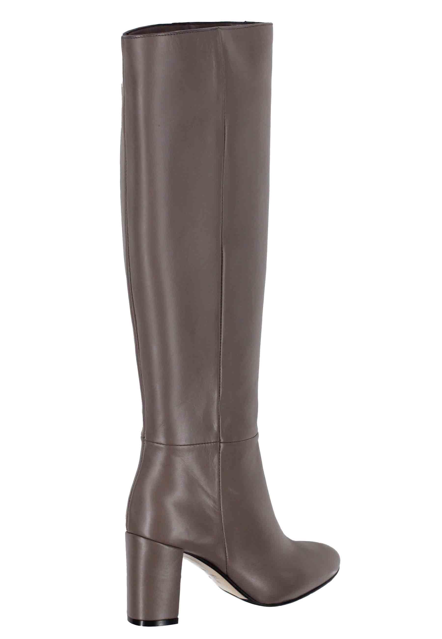 Stivali donna a tubo in pelle grigia con punta tonda ST1689 10 L'Arianna 