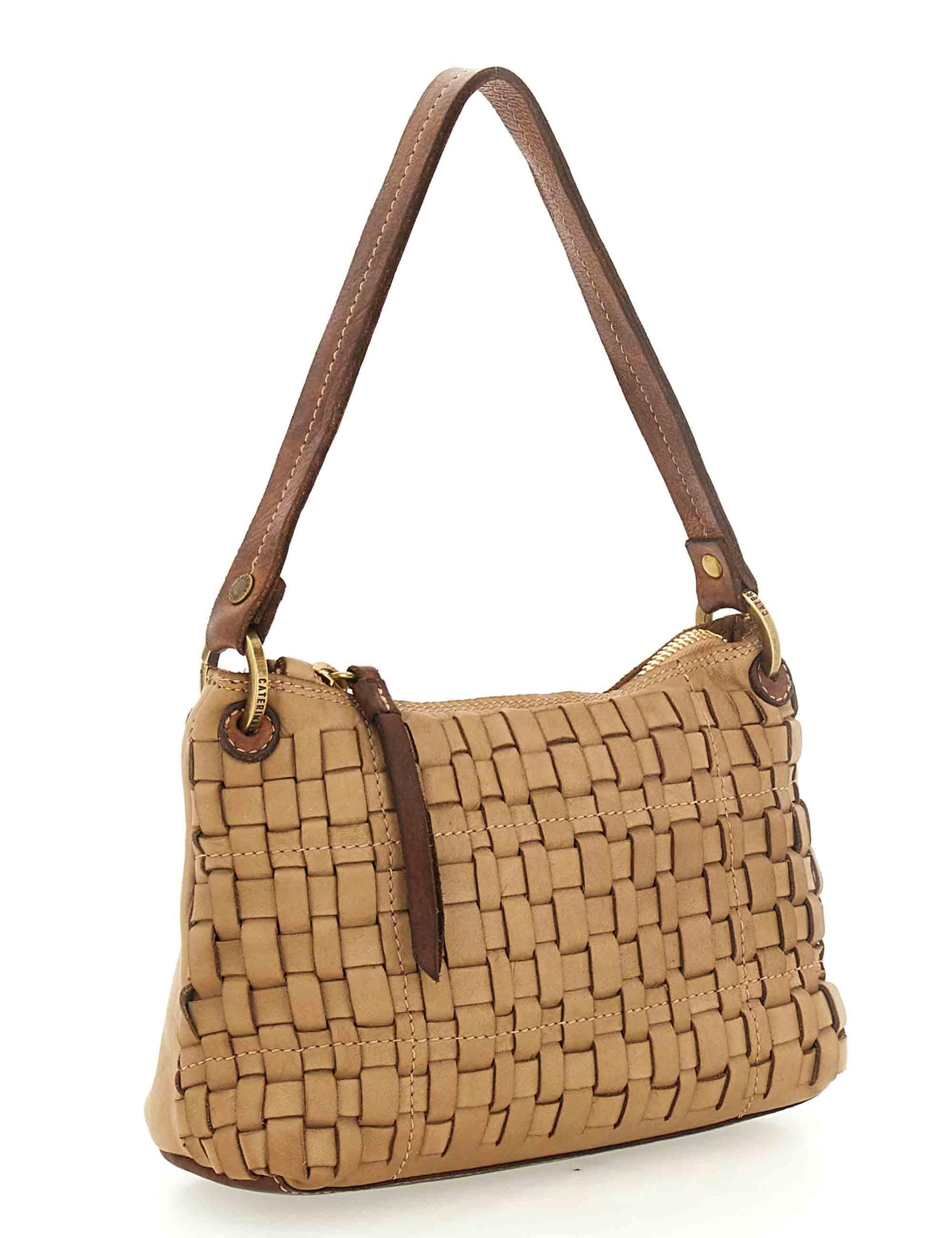 Borse donna in pelle intrecciata cuoio con doppie tracolle L012860ND X2389 C1013 Caterina Lucchi 