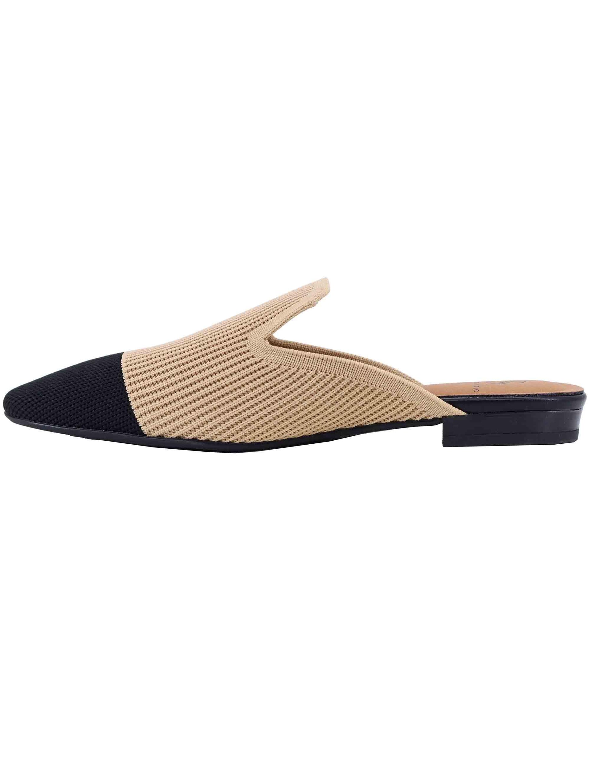 Mule donna in tessuto nero e camel 876427-65 72 Miss Elastic 