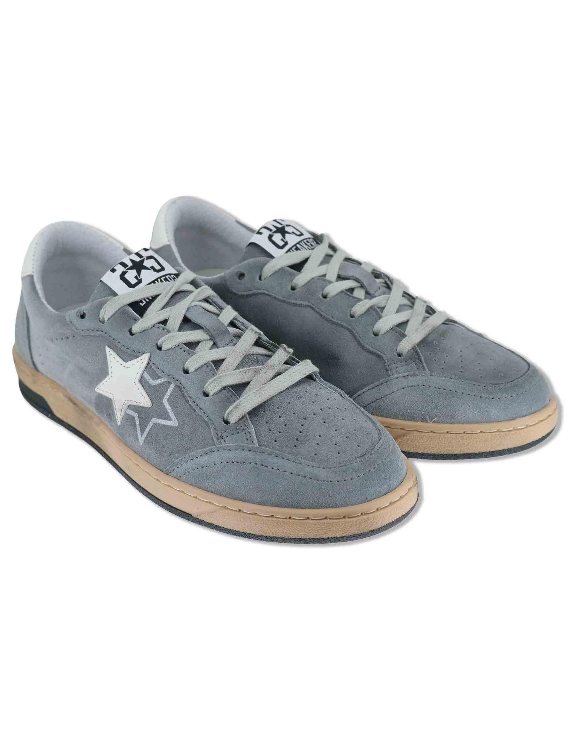 Sneakers uomo Week in camoscio blu con stelle laterali 2SU5061 218 2Star 