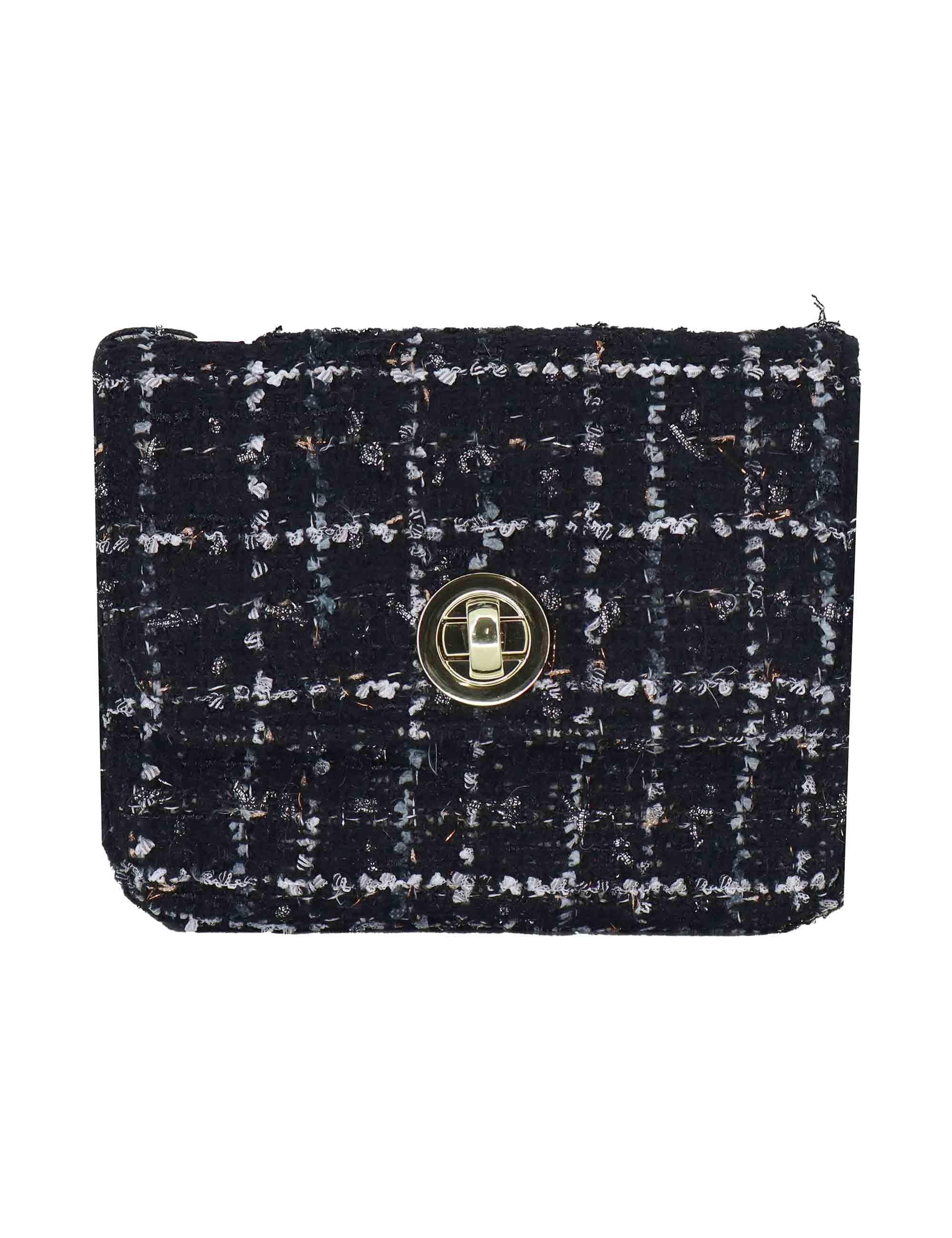 Pochette in Tessuto Nero Donna URIEL SISSI con Tracolla Oro