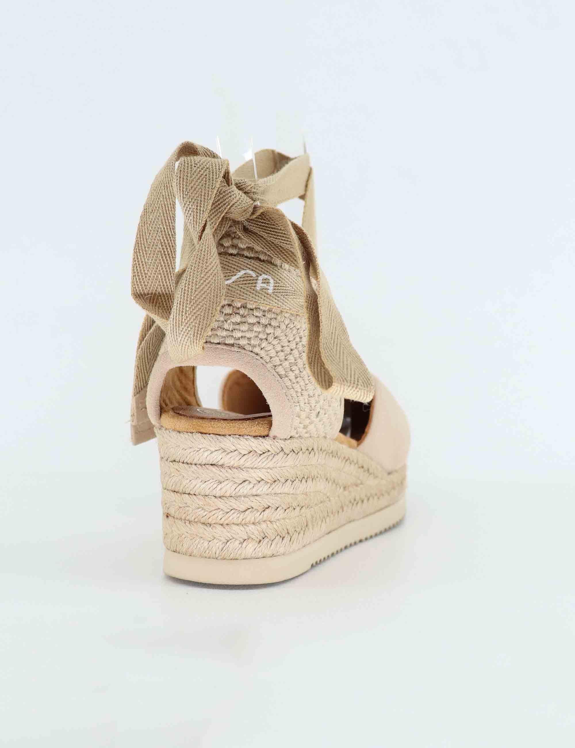 Sandali espadrillas donna in camoscio nude con zeppa bassa CARLYS KS_SKIN Unisa 