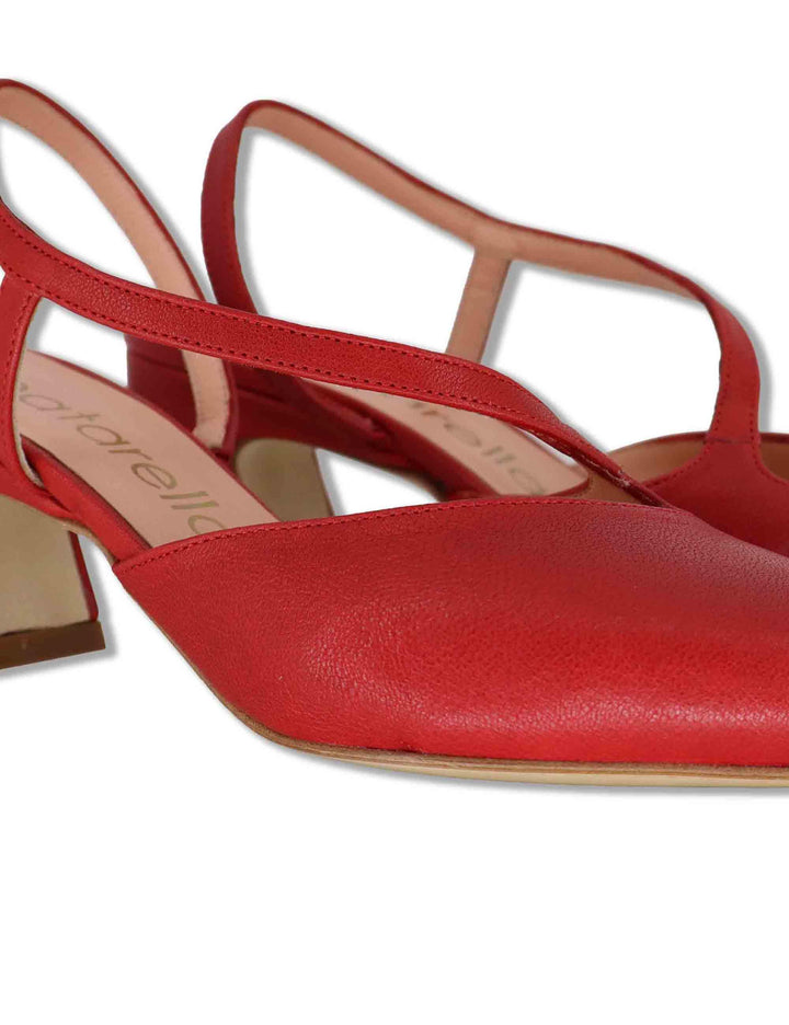 Décolleté slingback donna in pelle rossa con cinturino obliquo e tacco 5cm SP2543 005 Spatarella 