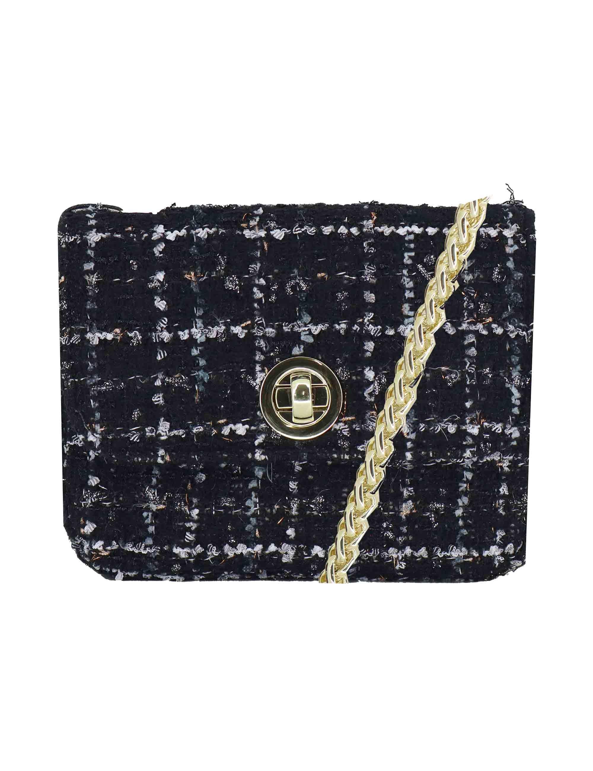 Pochette in Tessuto Nero Donna URIEL SISSI con Tracolla Oro