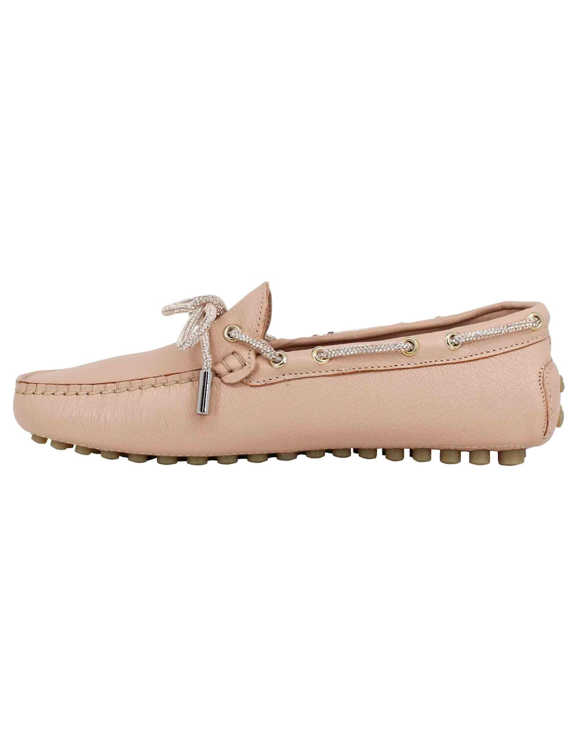 Mocassini donna in pelle rosa con fiocco in strass MOC SPELL 020 Stokton 