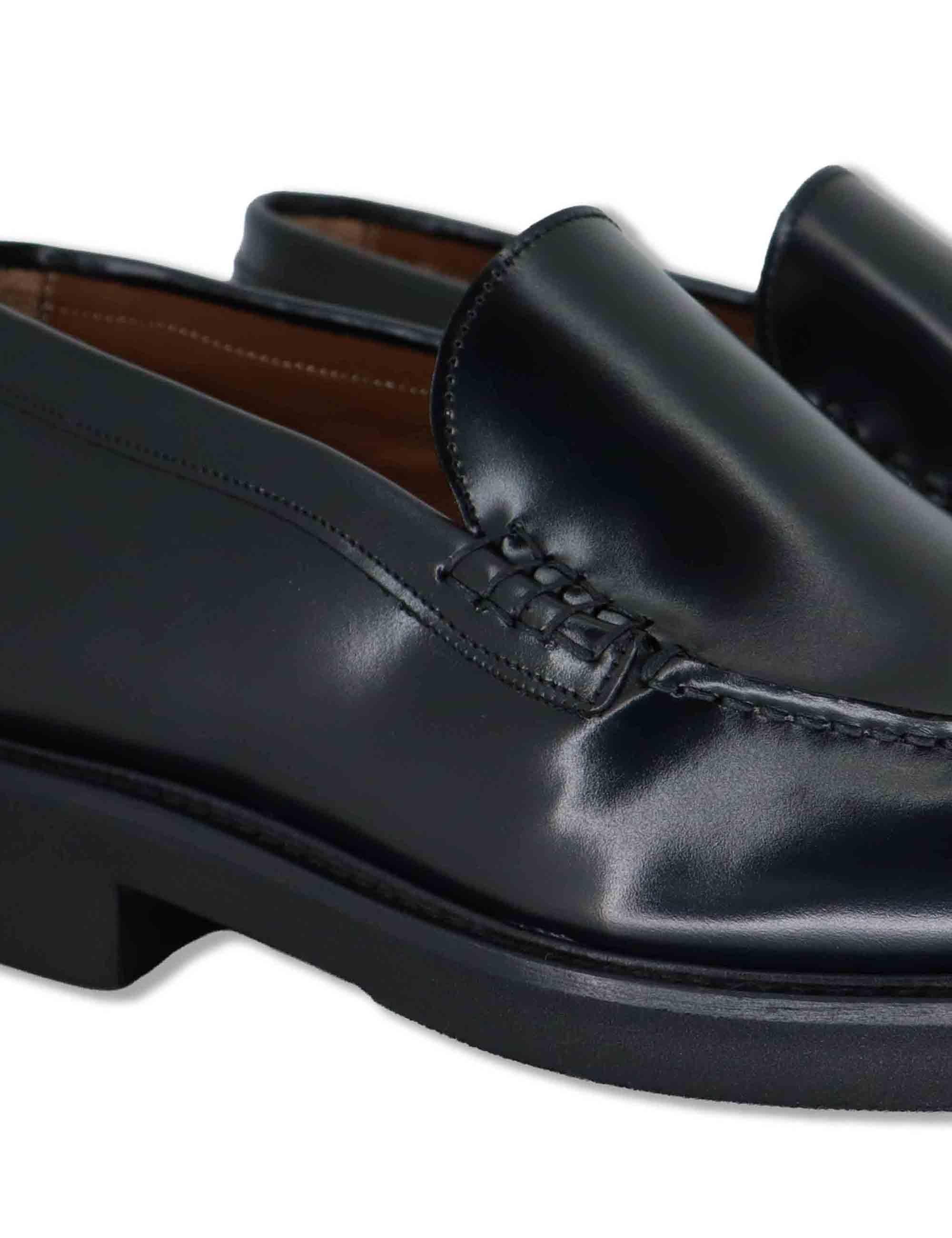 Mocassini uomo in pelle lucida nera fondo gomma senza bendina SP06 001 Spatarella 