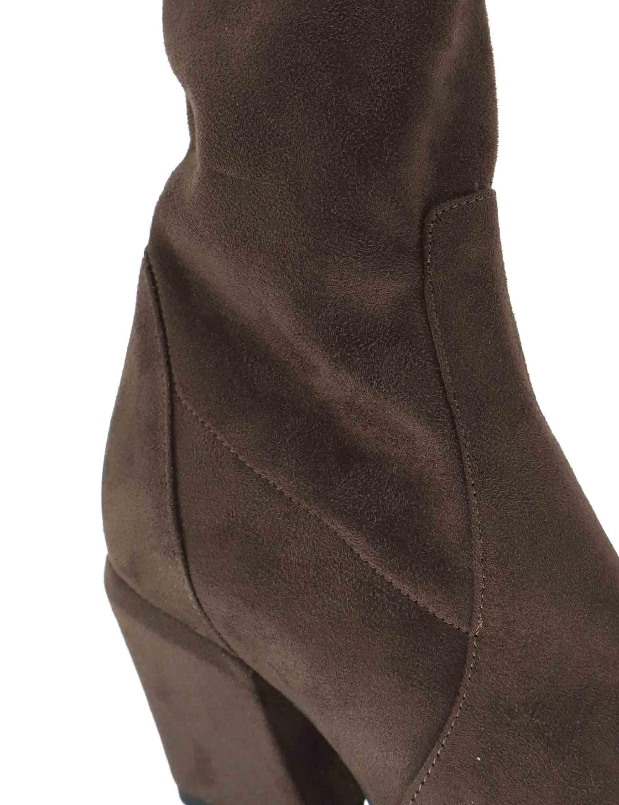 Stivaletti donna in alcantara marrone con zip laterale SP1030 014 Spatarella 