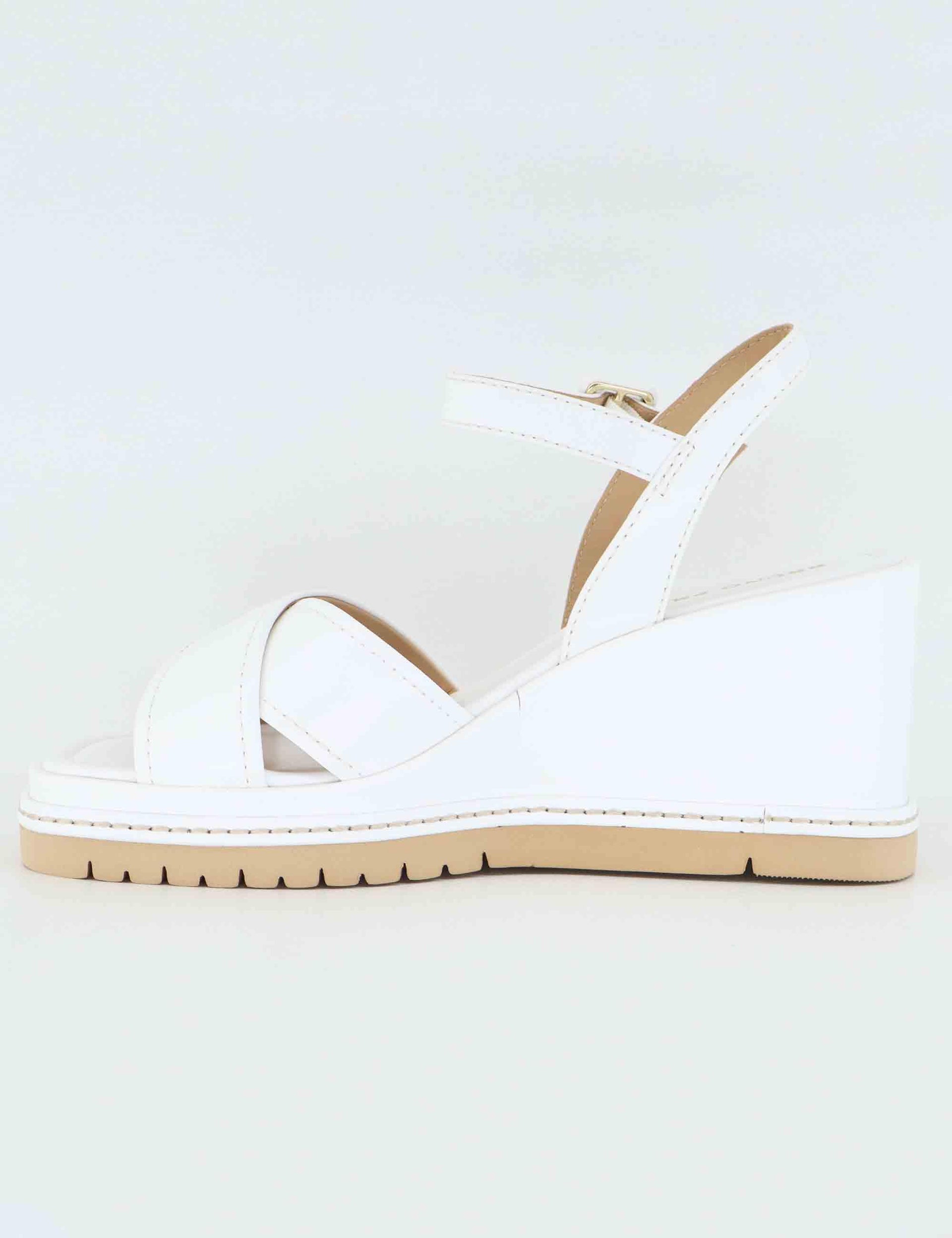 Sandali donna in pelle bianca con zeppa alta BL5302X 100 Bruno Premi 