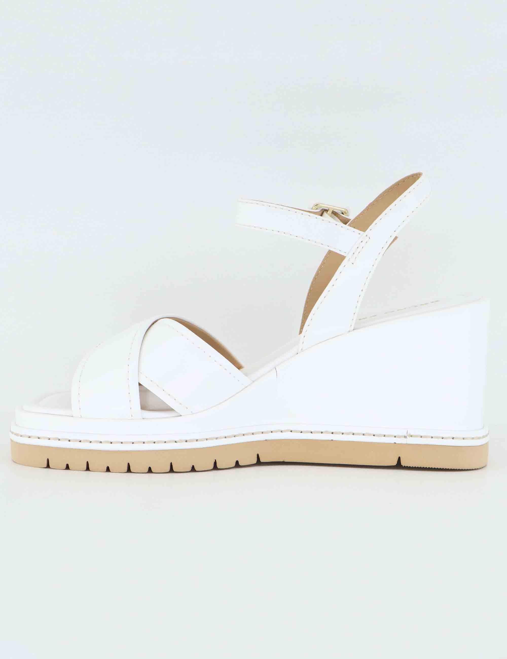 Sandali donna in pelle bianca con zeppa alta BL5302X 100 Bruno Premi 