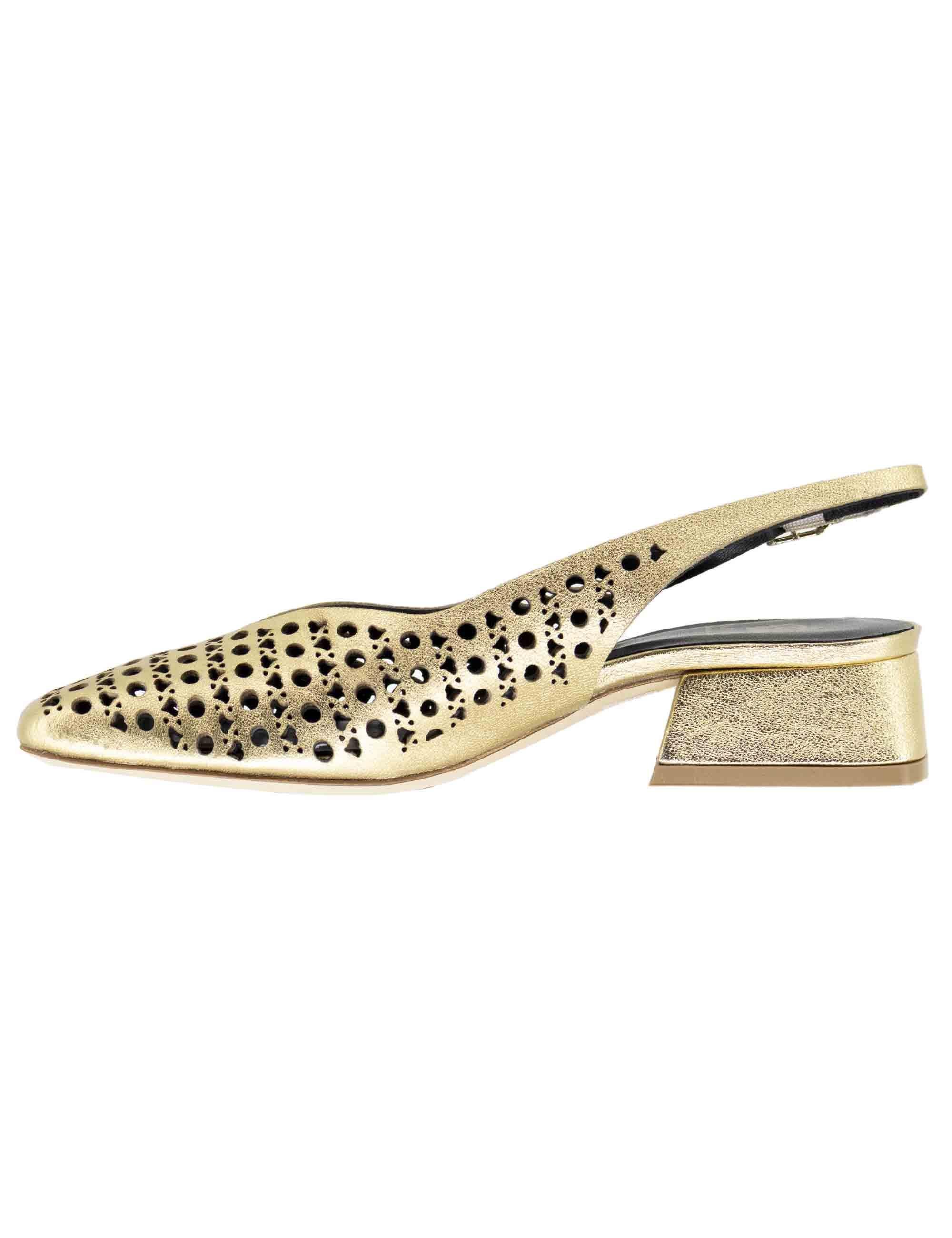 Slingback donna in pelle oro forata CH2525/G 032 L'Arianna 