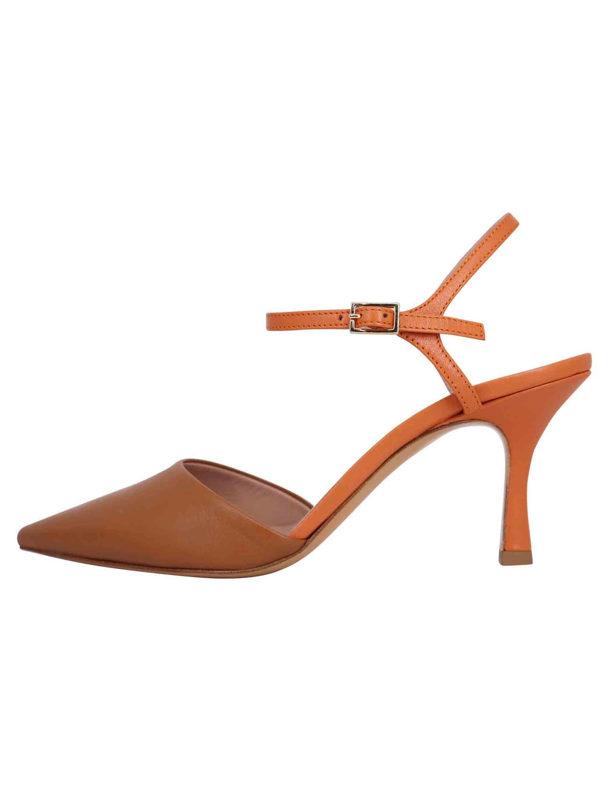 Sandali donna in pelle cuoio con tacco alto e cinturino alla caviglia SP286 029 Spatarella 