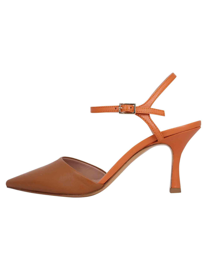 Sandali donna in pelle cuoio con tacco alto e cinturino alla caviglia SP286 029 Spatarella 