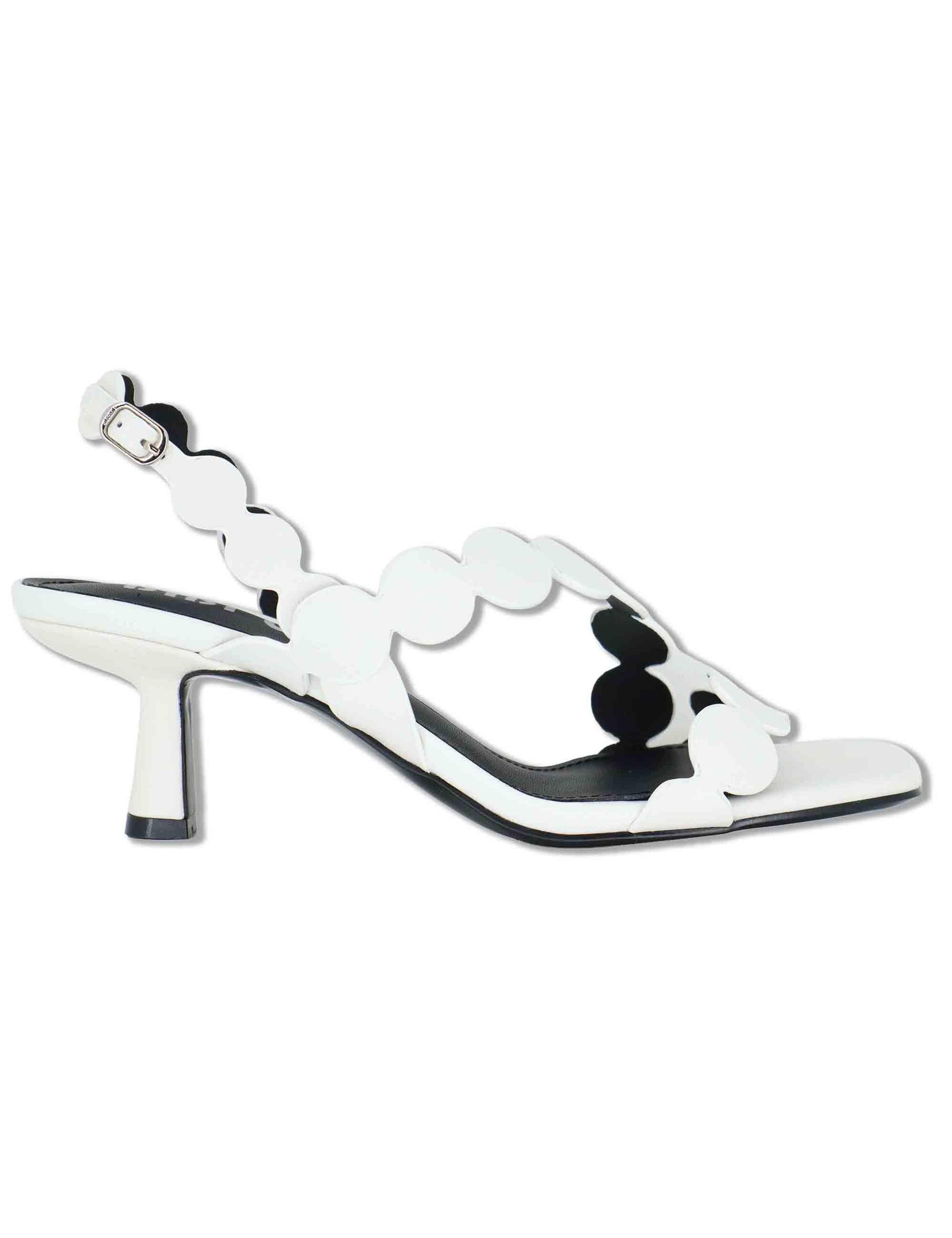 Sandali donna slingback in pelle bianco con tacco alto Onami 625Z10VK 02-BLANCO Bibi Lou 
