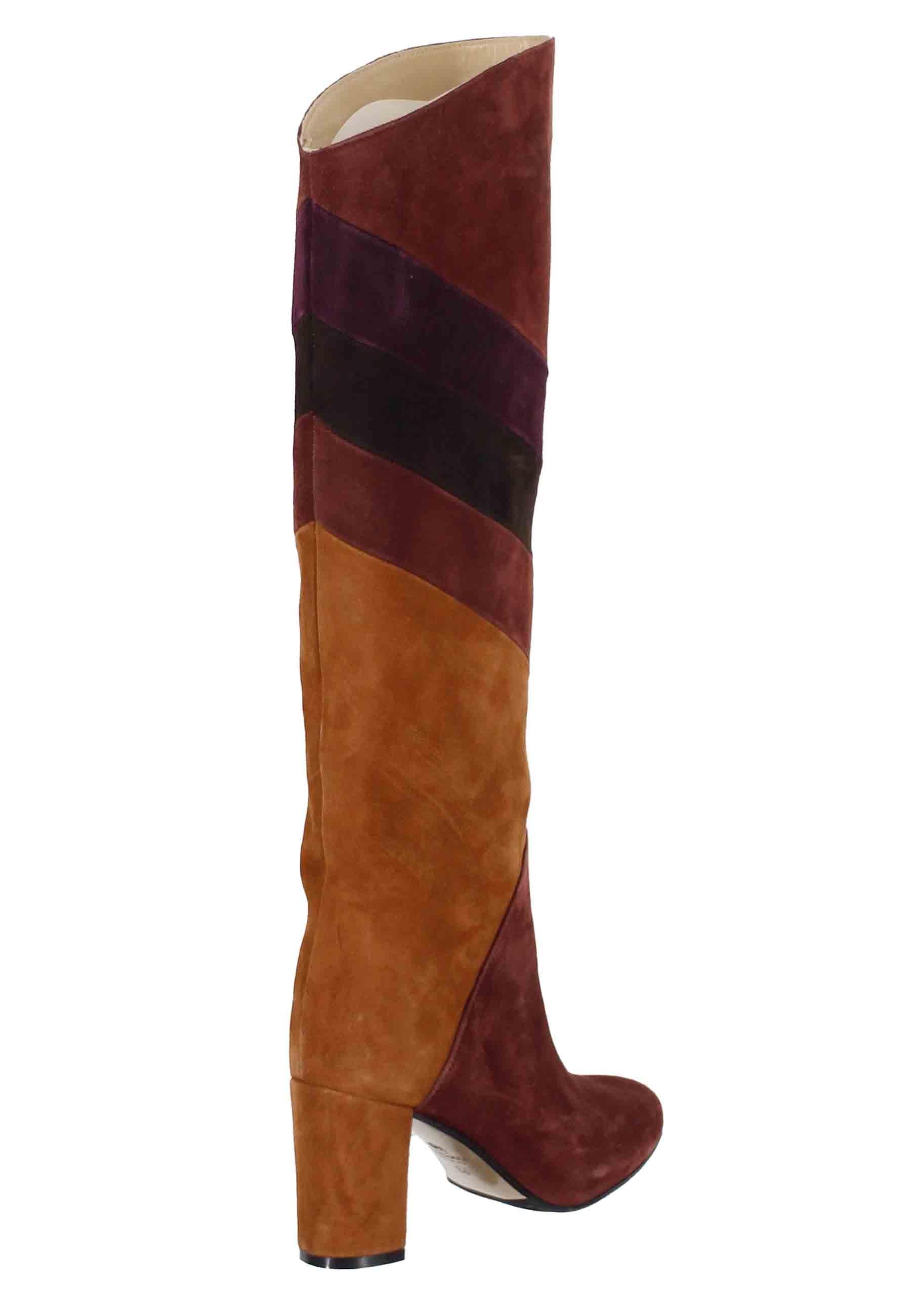 Stivali donna a tubo in camoscio marrone con punta tonda ST1690/G 5 L'Arianna 