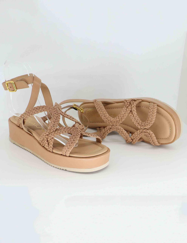 Sandali donna in pelle nude con zeppa bassa KALB CRF_SKIN Unisa 