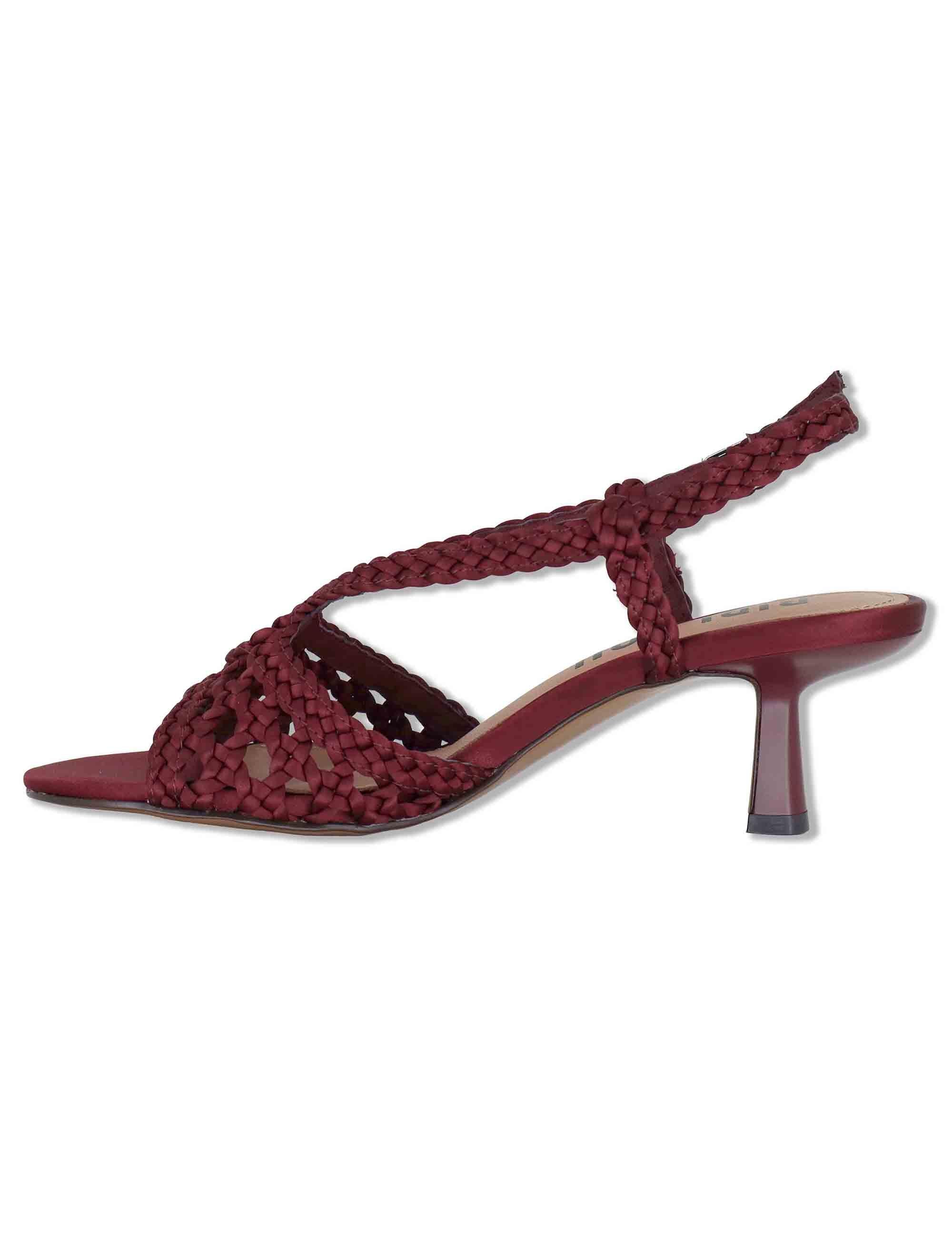 Sandali donna slingback in pelle intrecciata bordeaux con tacco sottile Kou 702Z75VK 40-BURGUND Bibi Lou 