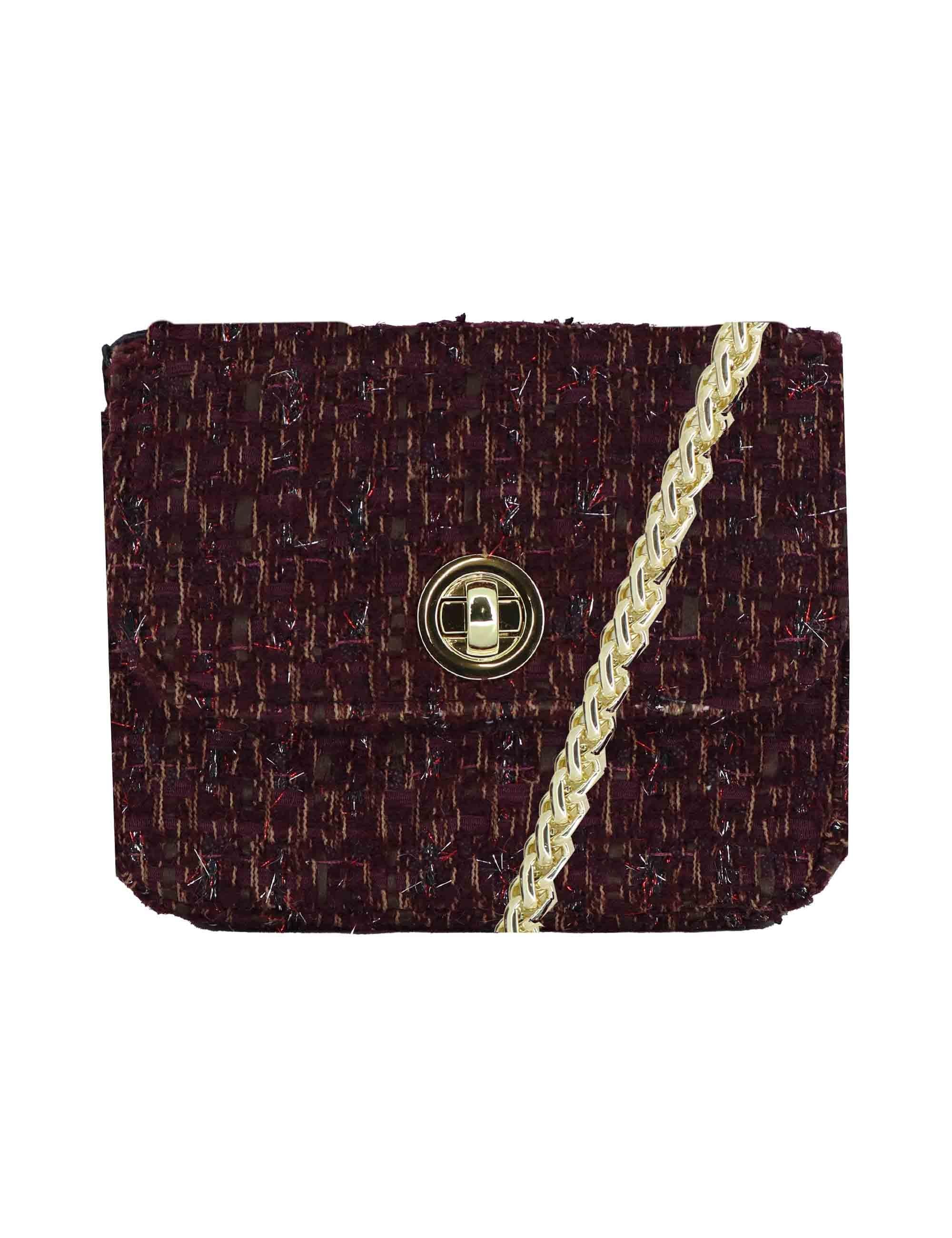 Pochette in tessuto Bordeuax con tracolla oro Donna URIEL PAM