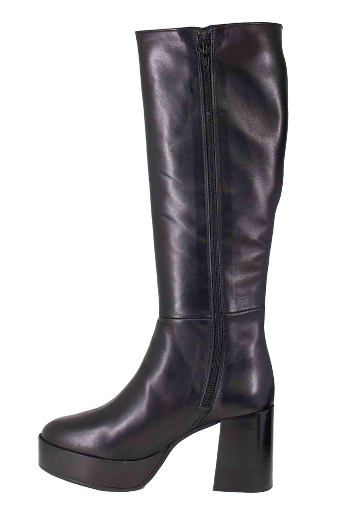 Stivali donna in pelle nera con tacco e plateau ST1557 001 L'Arianna 