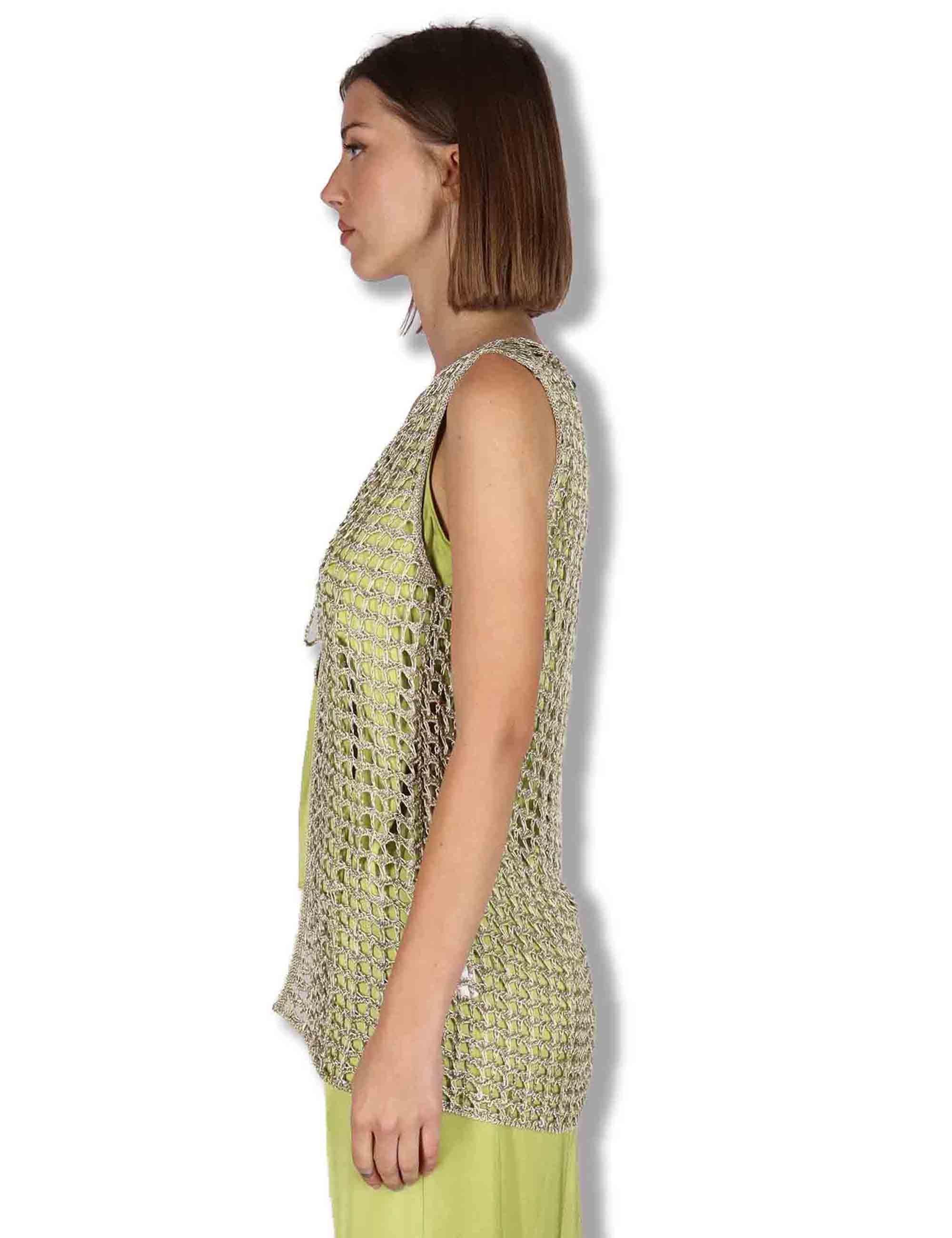 Gilet donna Metallic Lurex in cotone oro con nappine JE113078213 90013 Maliparmi 