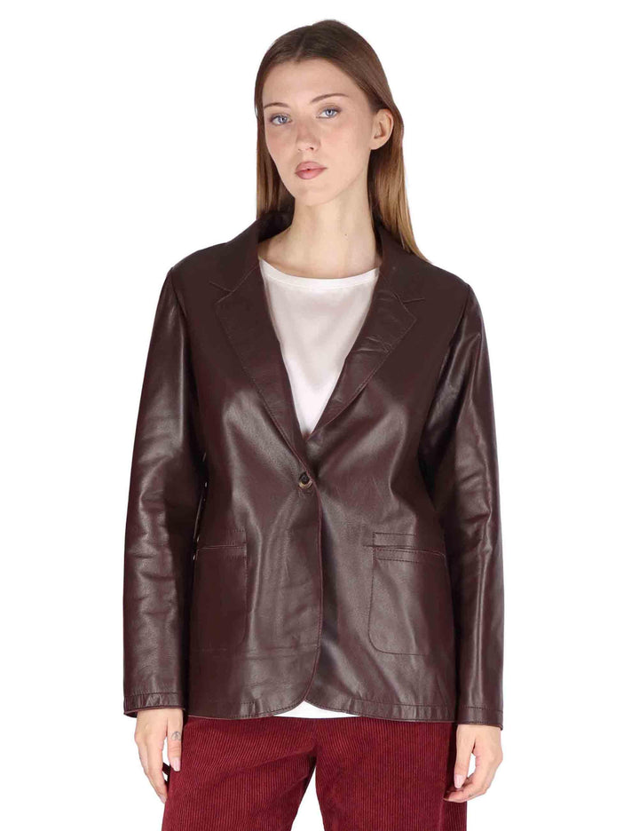 Giacche donna in pelle prugna un bottone SP2375 005 Spatarella 