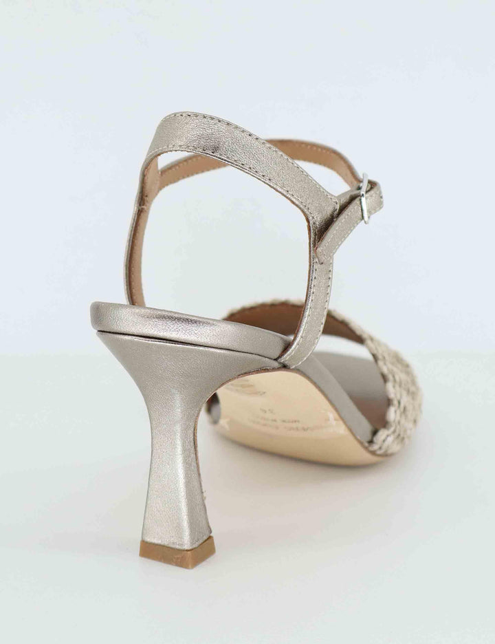 Sandali donna in pelle argento con tacco alto 2233 5 Gianmarco Sorelli 