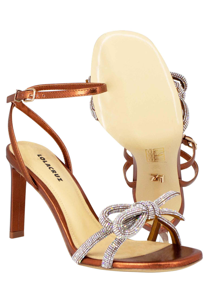 Lisboa Sandali donna in pelle bronzo con gioiello e tacco alto 248Z19BK 601 Lola Cruz 