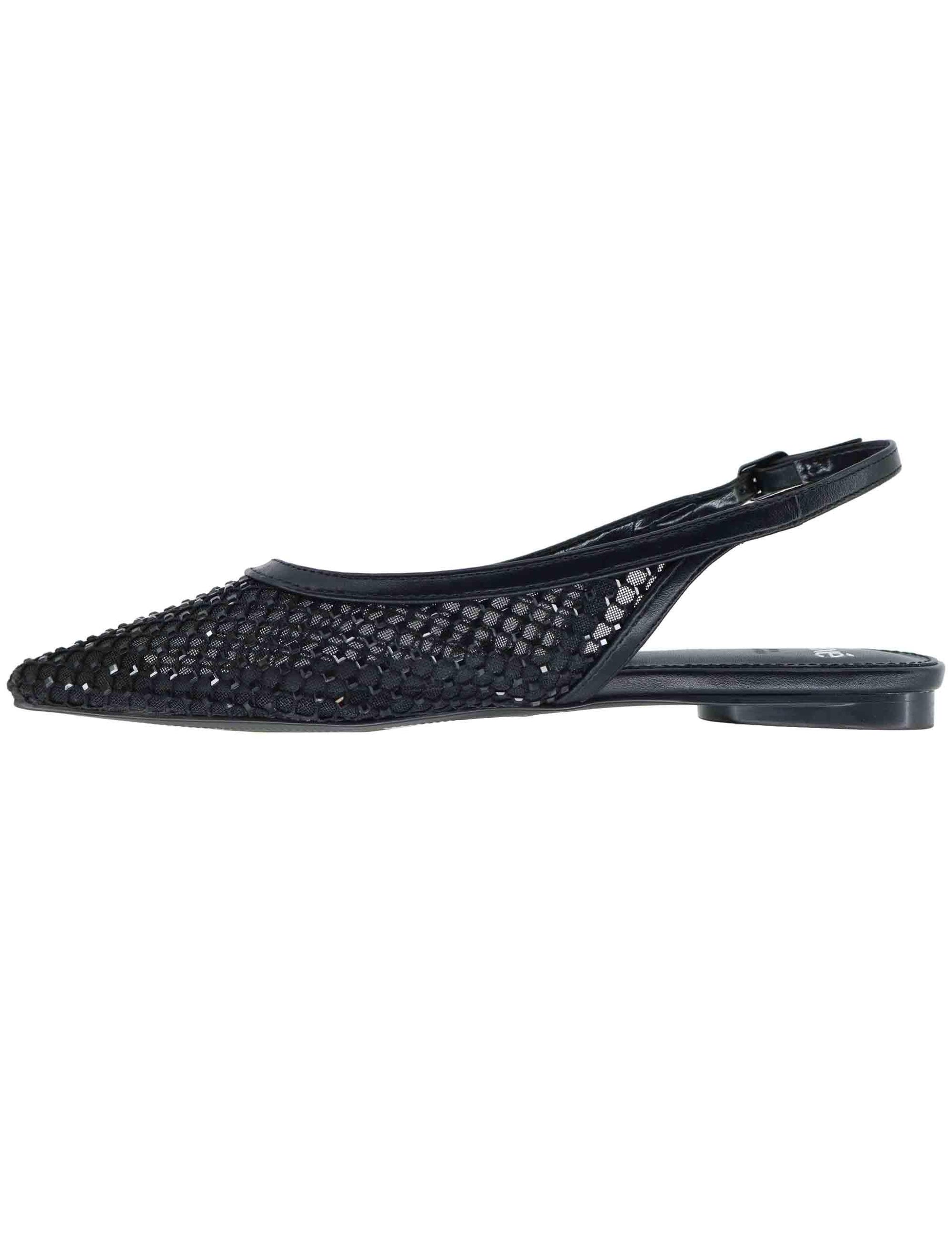 Slingback donna in rete nera con strass e tacco basso U47002221171 222 Exe 