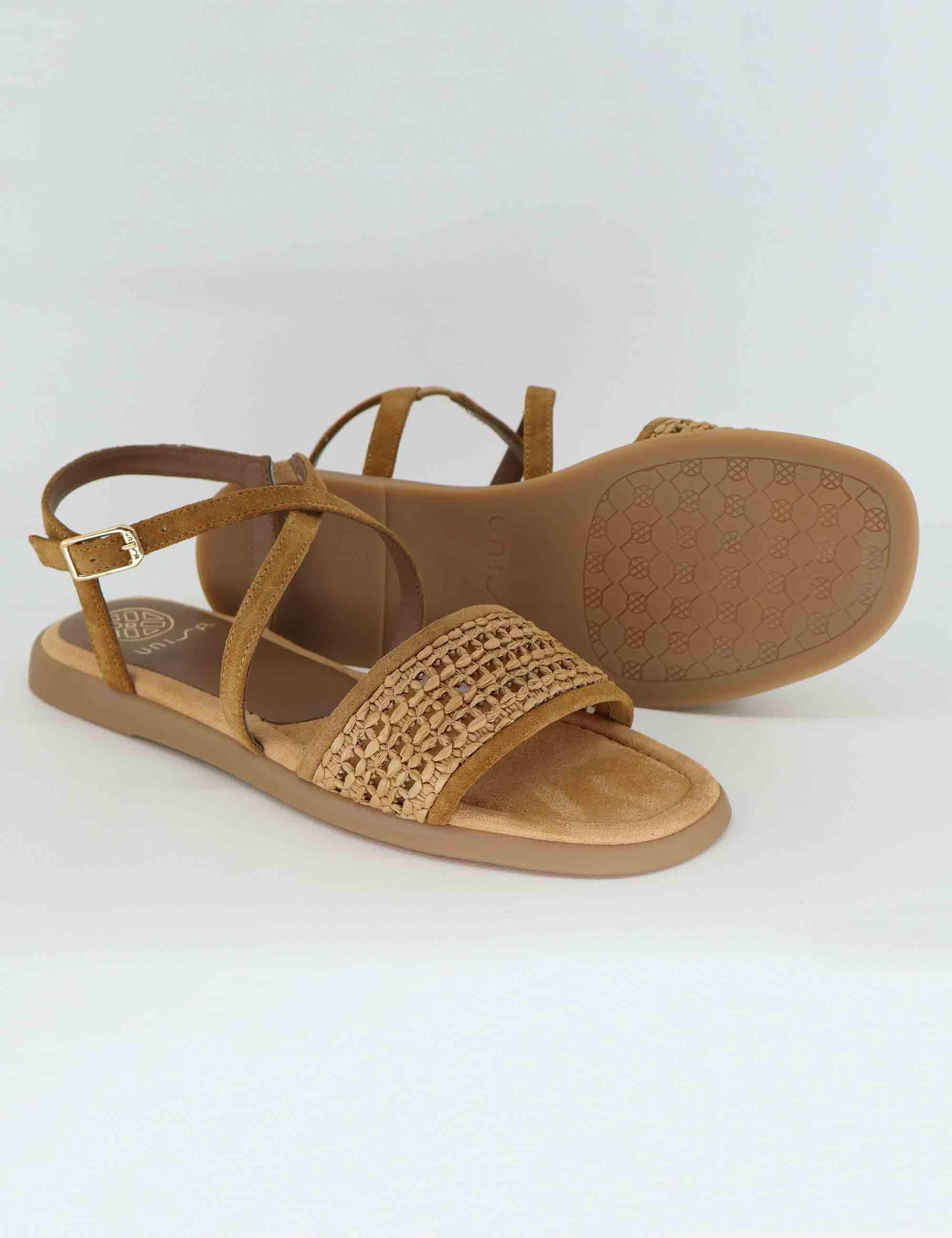 Sandali flat donna in camoscio cuoio con cinturino CHEVAL RFC_CUOI/CANNE Unisa 