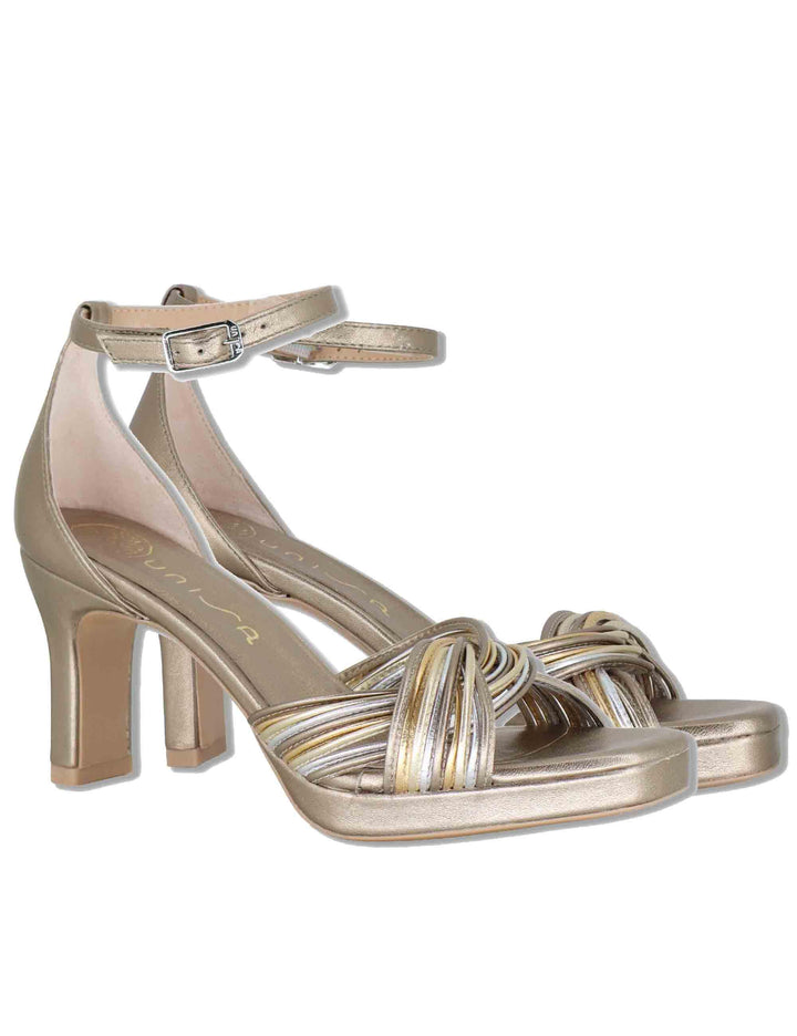 Sandali donna in pelle multi con tacco alto e cinturino alla caviglia SELENA LMT MULTI Unisa 