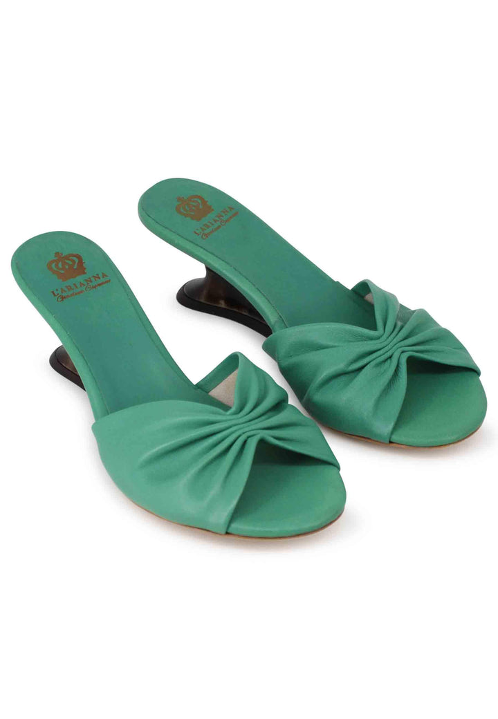 Sandali donna in pelle verde con zeppa bassa DS1649 005 L'Arianna 
