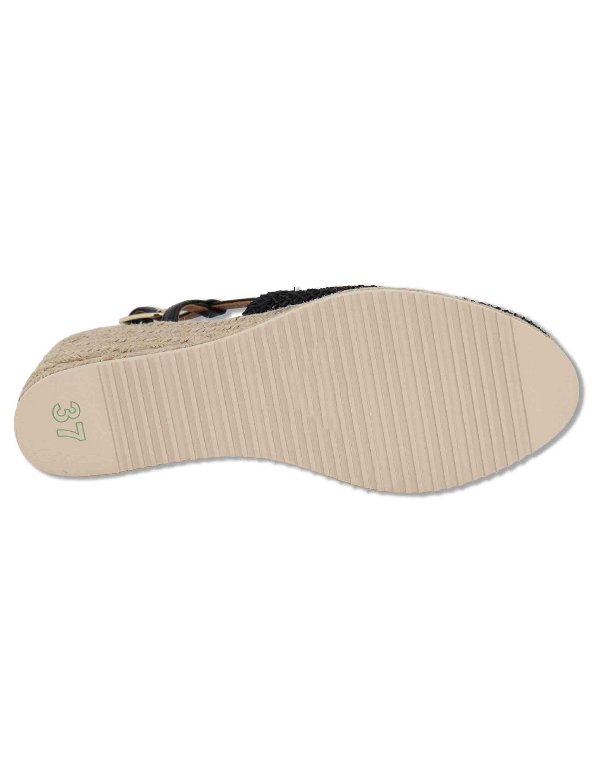 Sandali espadrillas donna in tessuto nero con zeppa in corda CHABI NTO BLACK Unisa 
