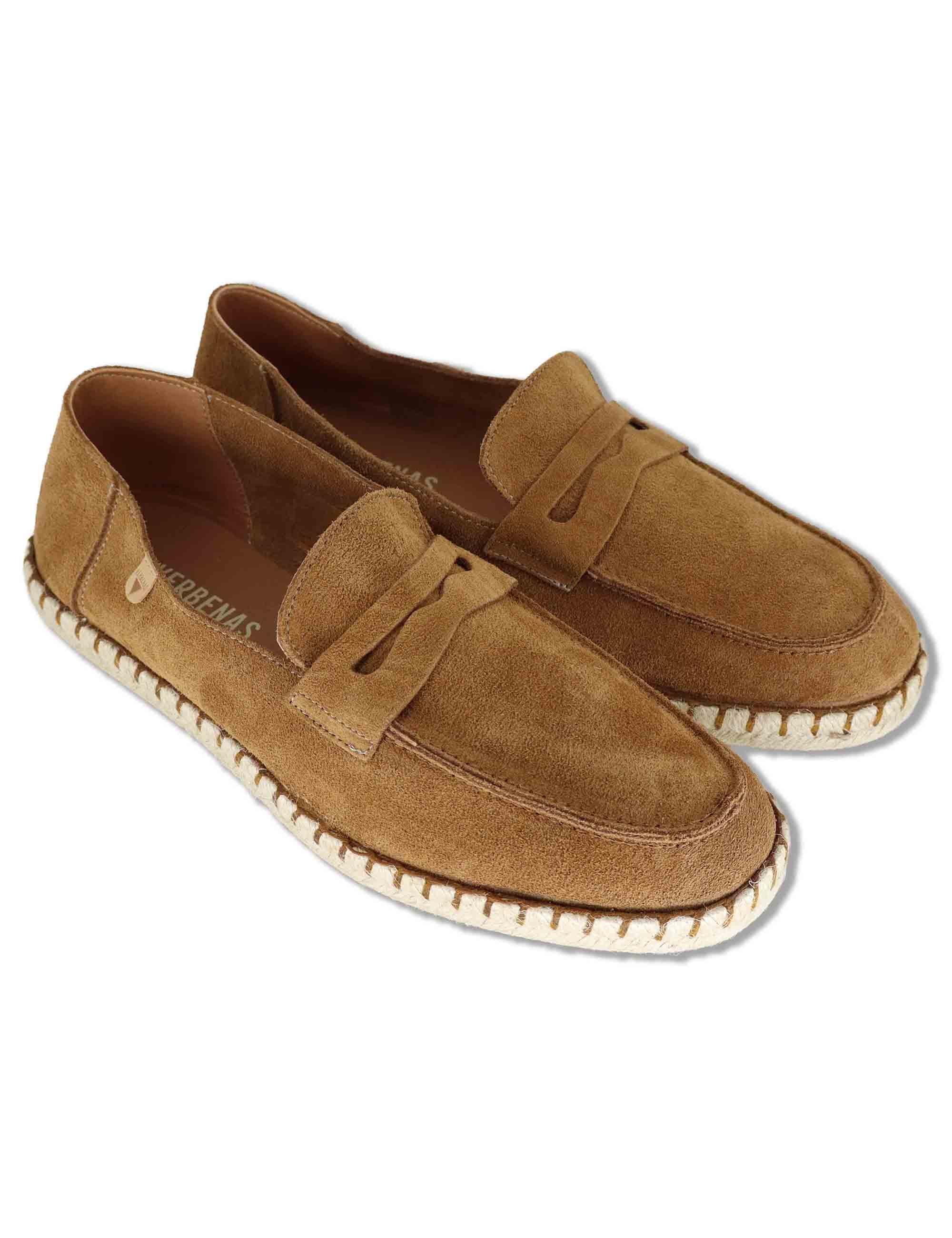 Mocassini espadrillas uomo in camoscio cuoio con suola in corda TRACK 014 Verbenas 
