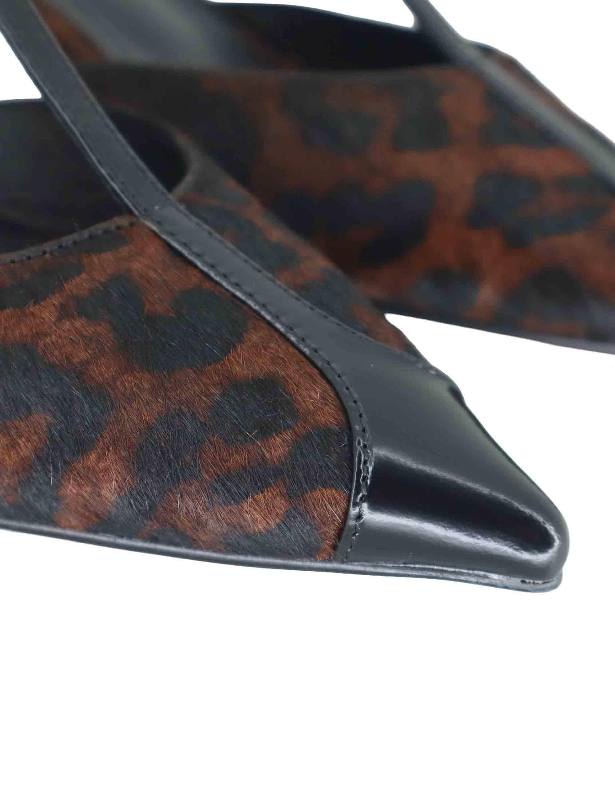 Mary Jane donna in pelle animalier con riporti in pelle nera tacco basso 520Z91VK 39 Bibi Lou 