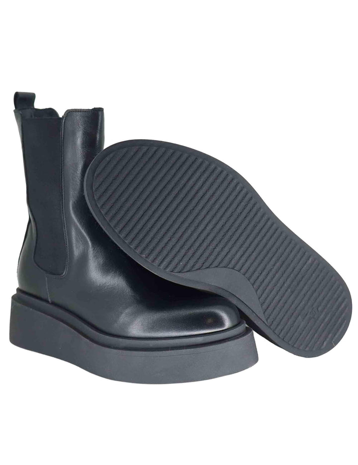 Stivaletti Chelsea boot donna in pelle nera con zeppa SP831 001 Spatarella 