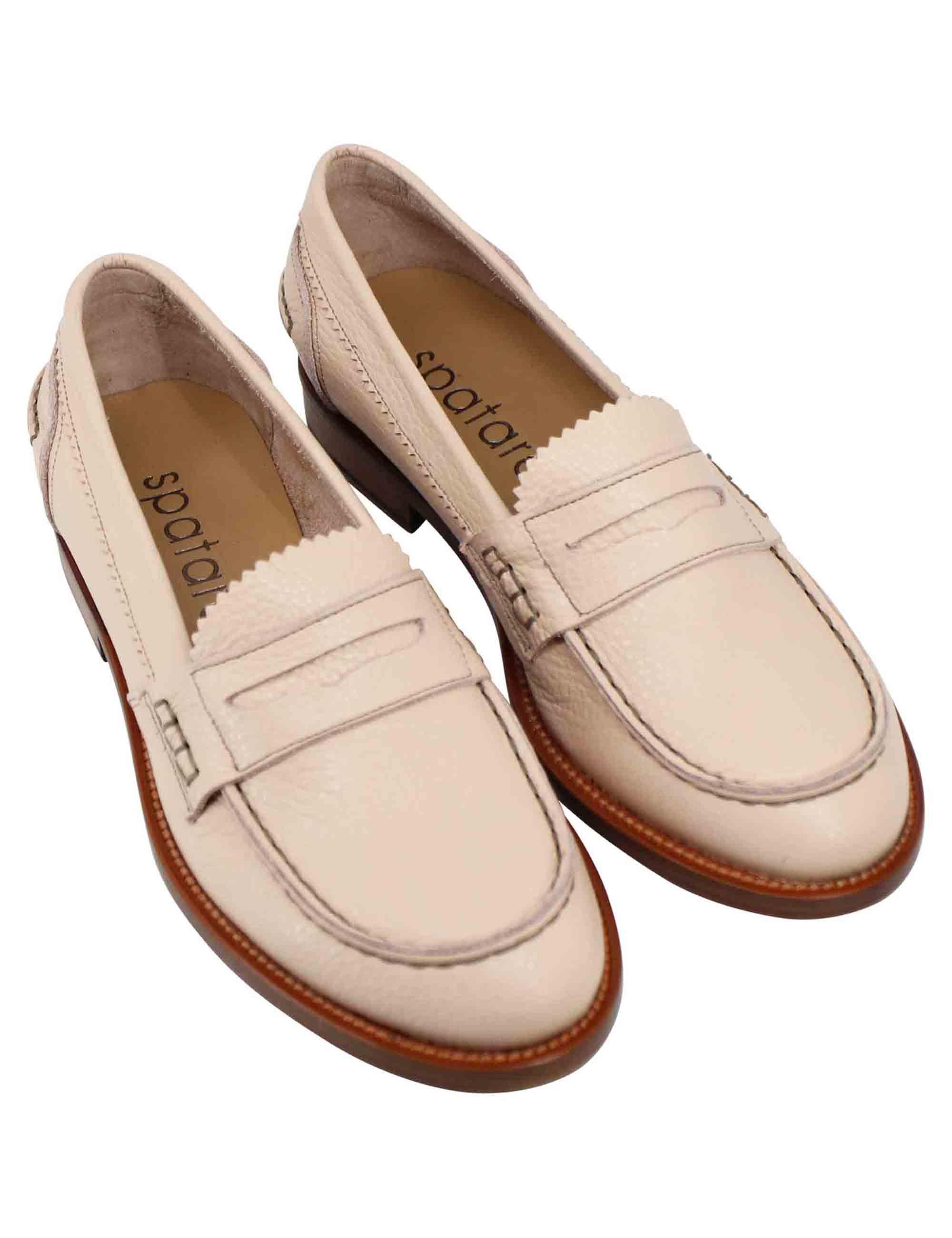 Mocassini donna in pelle nude con suola in cuoio SPD306 300 Spatarella 