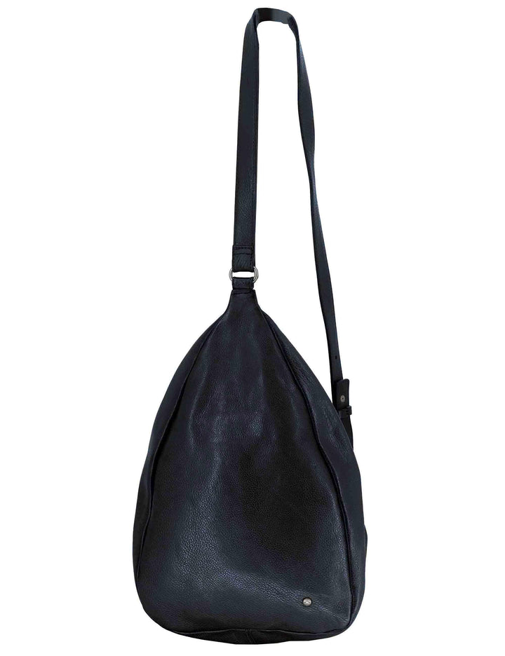 Zaini monospalla donna in pelle nera con tracolla regolabile e vano porta oggetti RBS1505 047 Rehard 