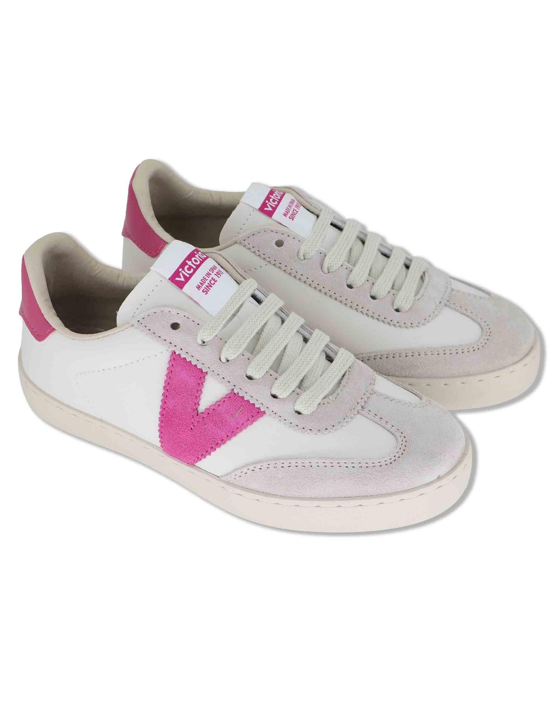 Sneakers donna Berlin in pelle bianca e fuxia 1126184 43_Fucsia Victoria 