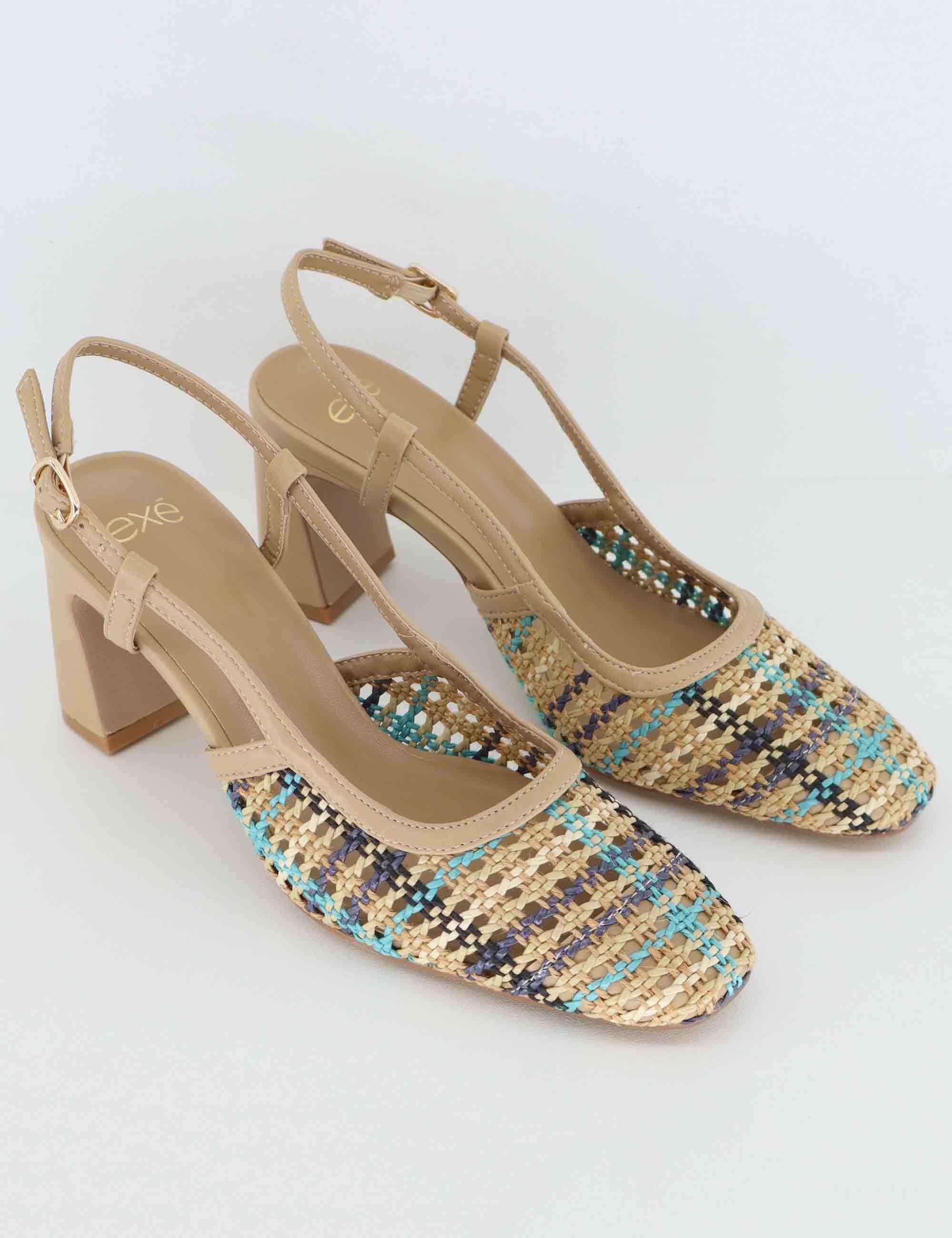 Slingback donna in tessuto beige con tacco alto U470V50645K6 2514-2506 T Exe 