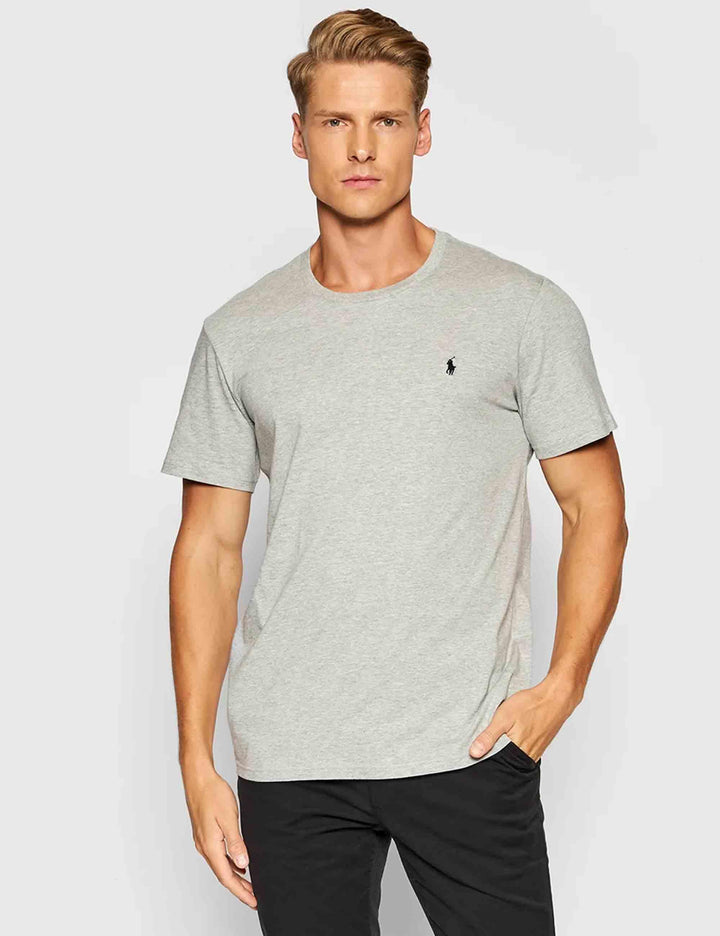 T-shirt uomo Sle in cotone grigio con logo ricamato 714844756003 GRY Polo Ralph Lauren 