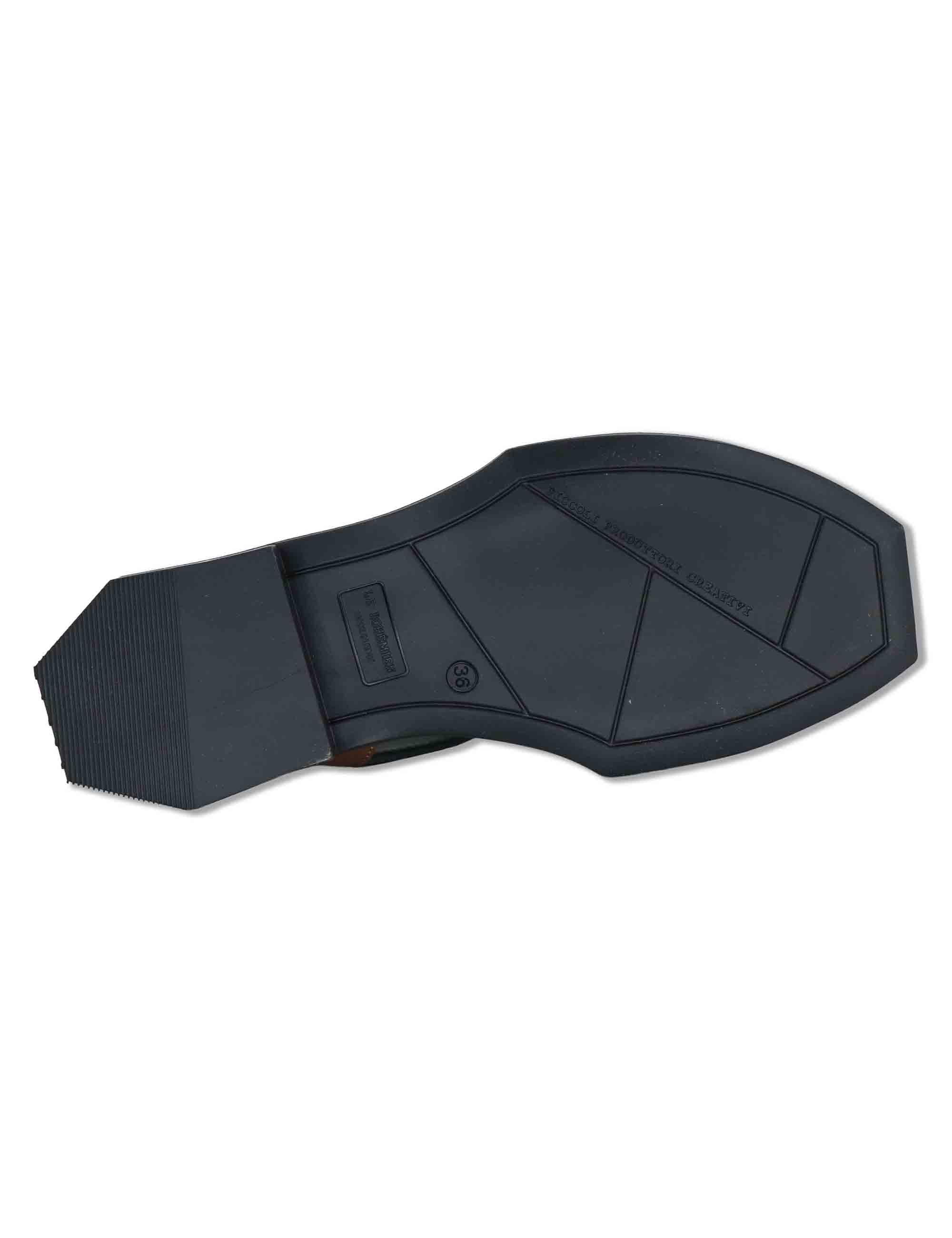 Sandali donna in pelle cuoio e nera con cinturino e tacco basso SC35 2 Le Bohemien 
