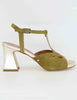 Women's sandals in green suede and laminated leather Women 1033 066