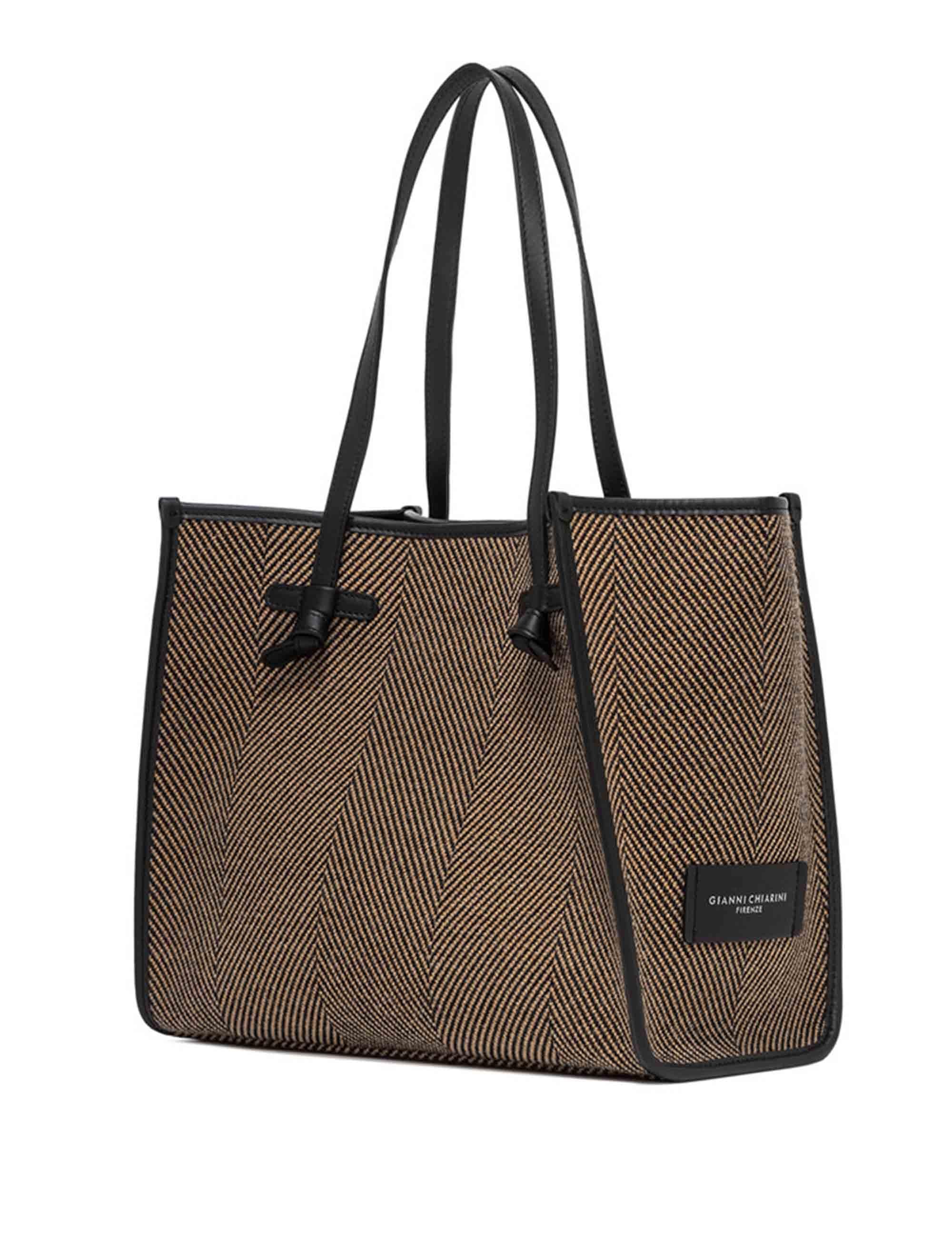 Borse donna Marcella in tessuto lana spigato nero con doppi manici BS6850 SPIGA NERO Marcella Club 