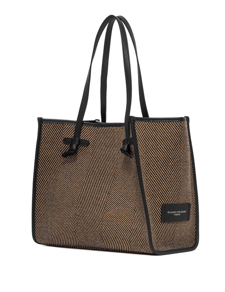 Borse donna Marcella in tessuto lana spigato nero con doppi manici BS6850 SPIGA NERO Marcella Club 