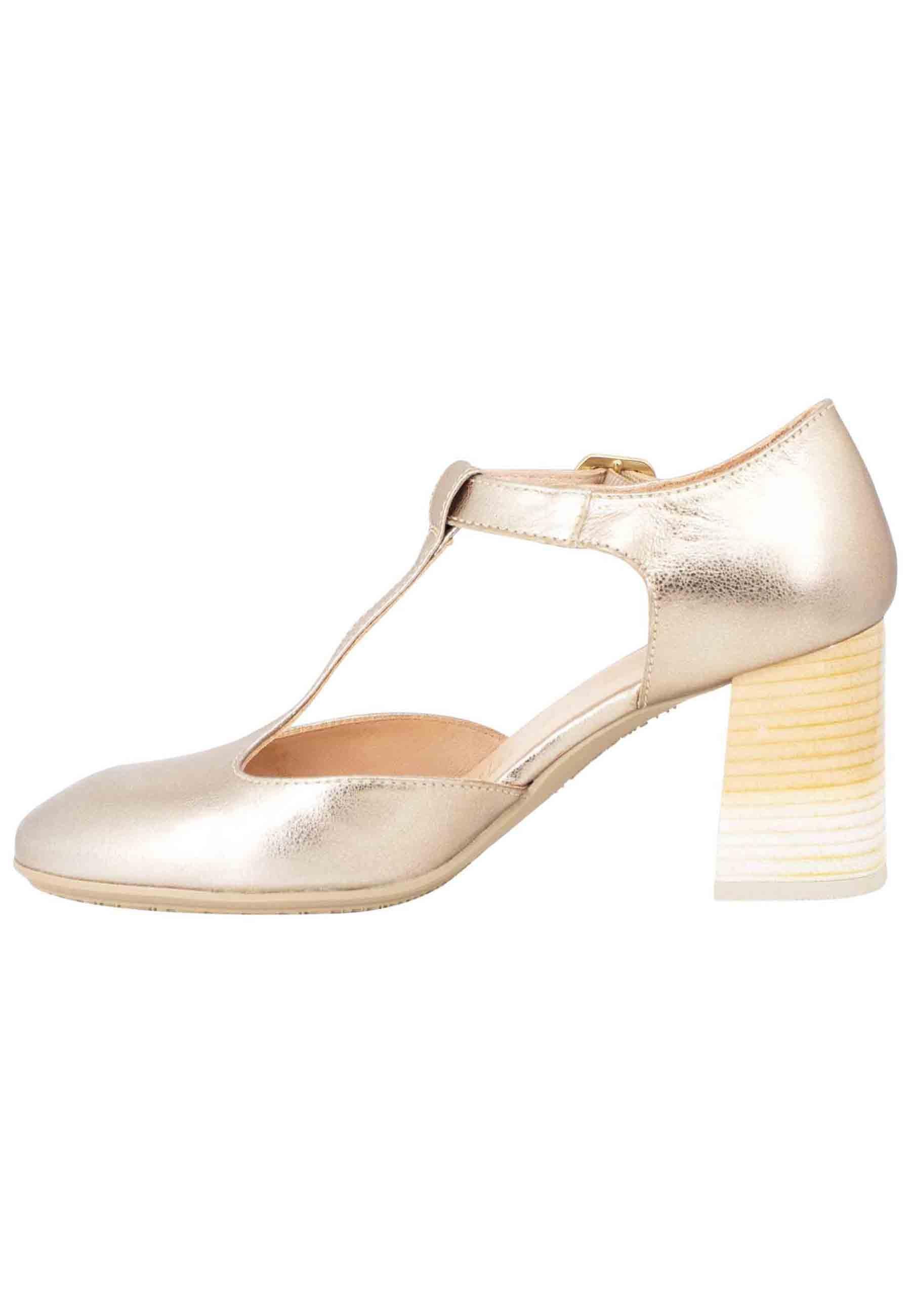 Decollete Australia donna in pelle laminata platino con tallone chiuso e cinturino HV232669 C008 Hispanitas 
